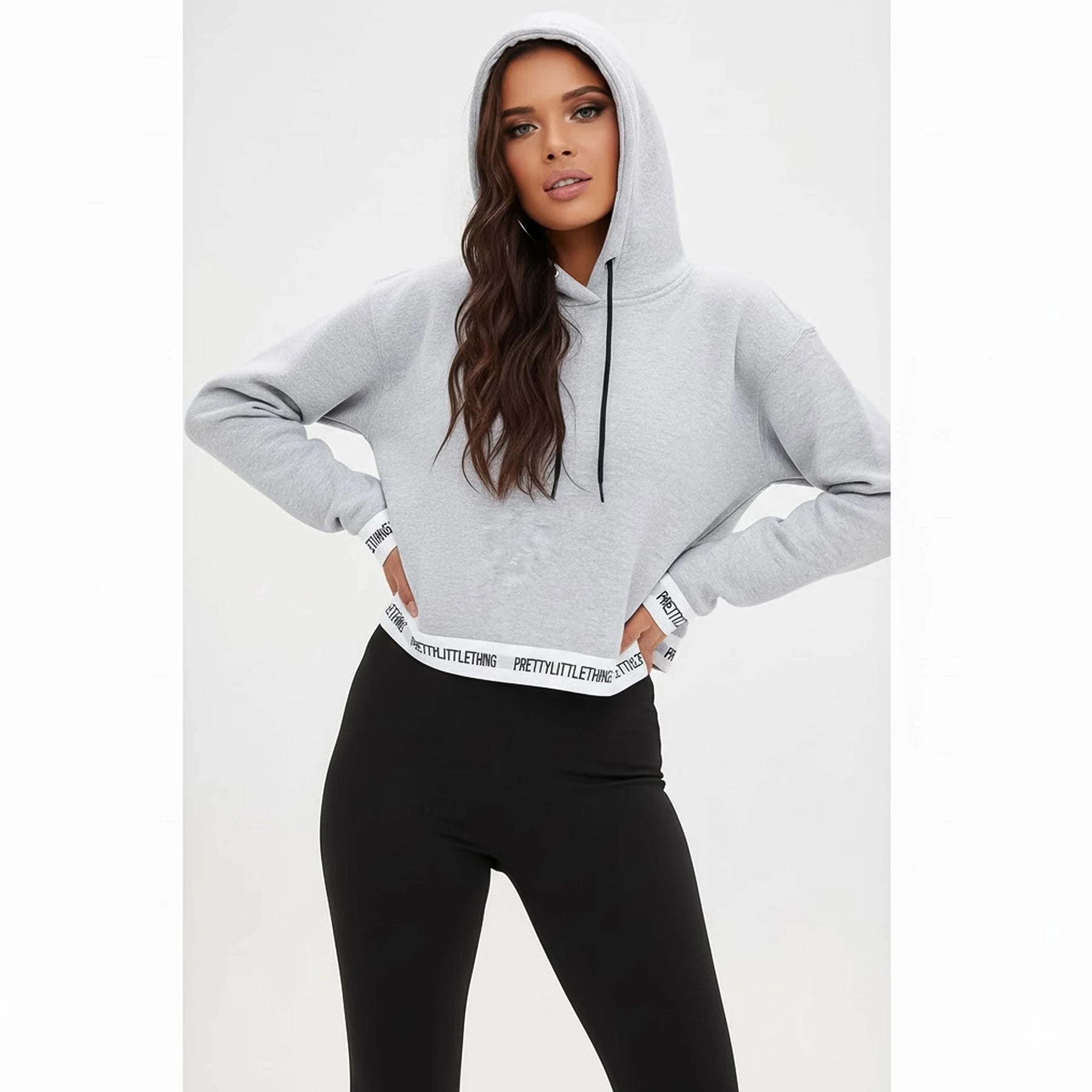 PTL Grey Trim Cropped Hoodie | Montivo Pakistan