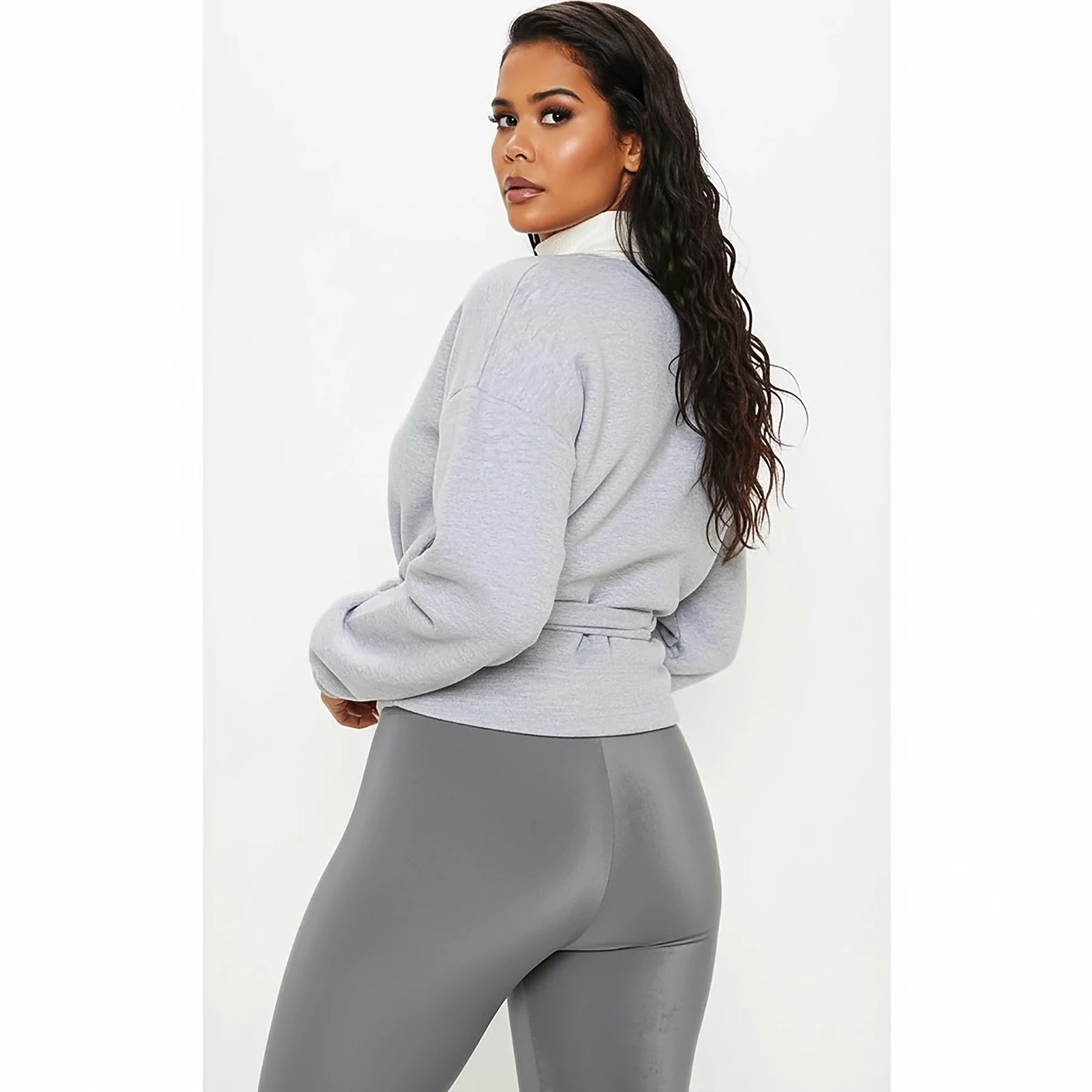 PTL Grey plunge Wrap Sweatshirt | Montivo Pakistan