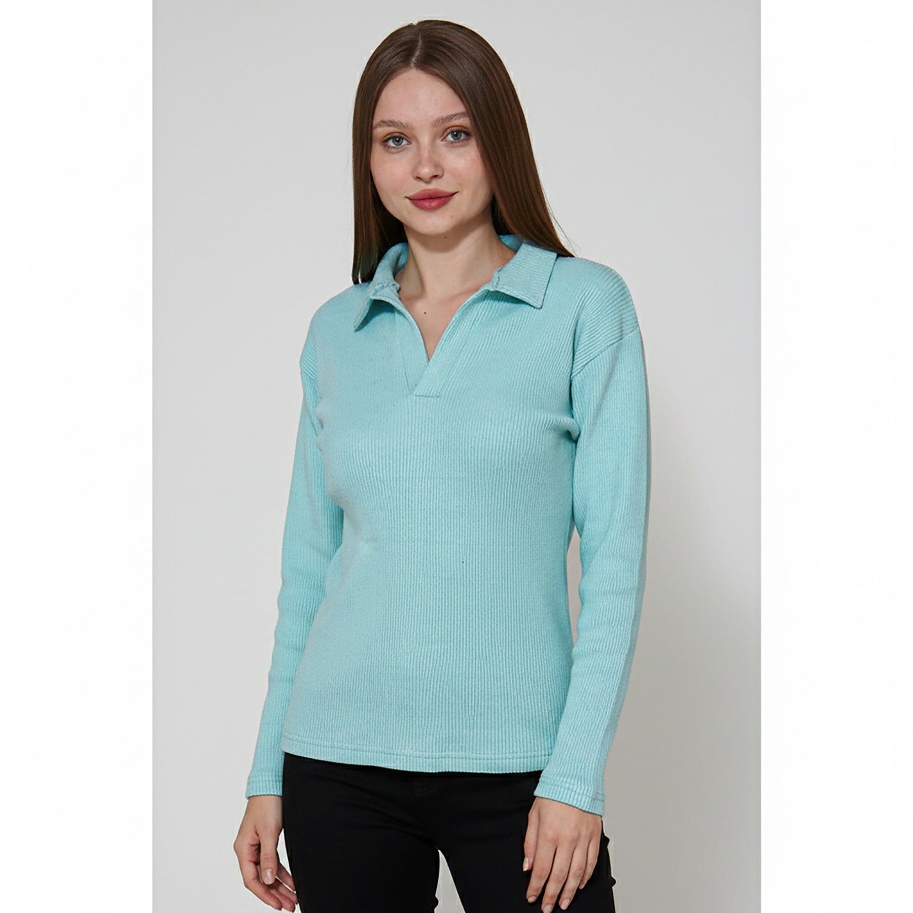 Aqua Polo Ribbed Sweatshirt | Montivo Pakistan