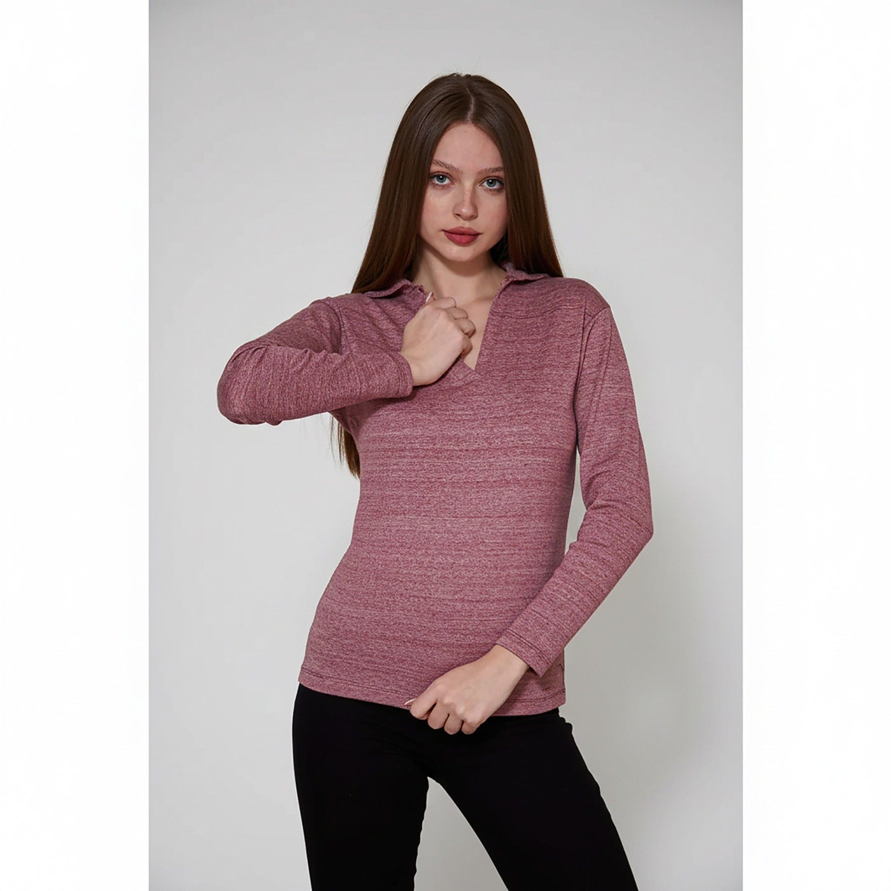 Rose Melange Polo Sweatshirt | Montivo Pakistan