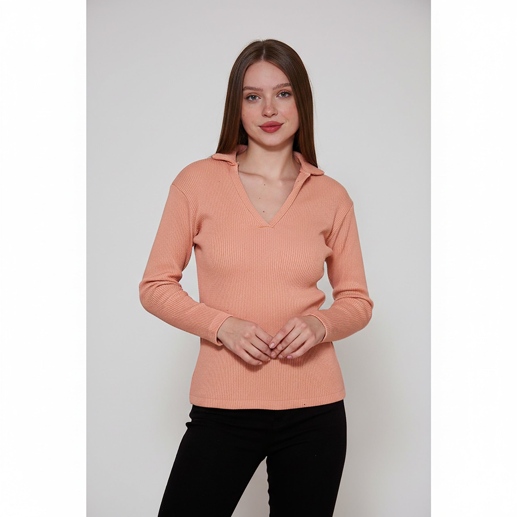 Pink Ribbed Polo Sweatshirt | Montivo Pakistan