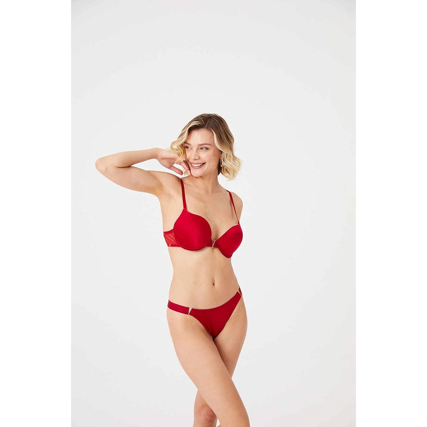 Red V Detail Soft Lingerie Set | Montivo Pakistan
