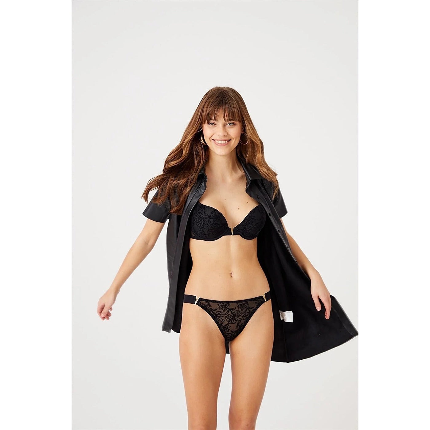 Black V Detail Soft Lingerie Set | Montivo Pakistan