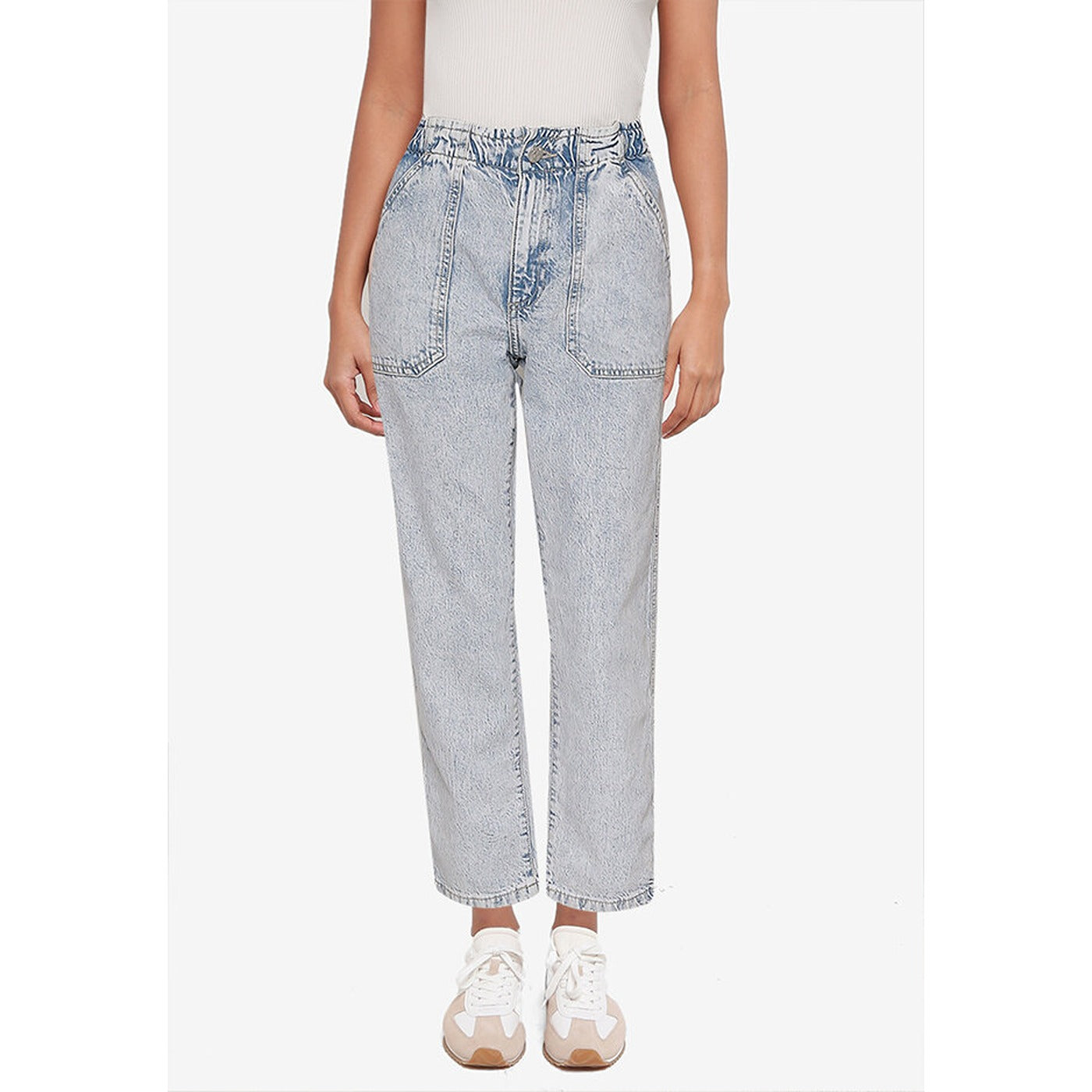 GP High Rise Paper Bag Light Wash Jeans | Montivo Pakistan