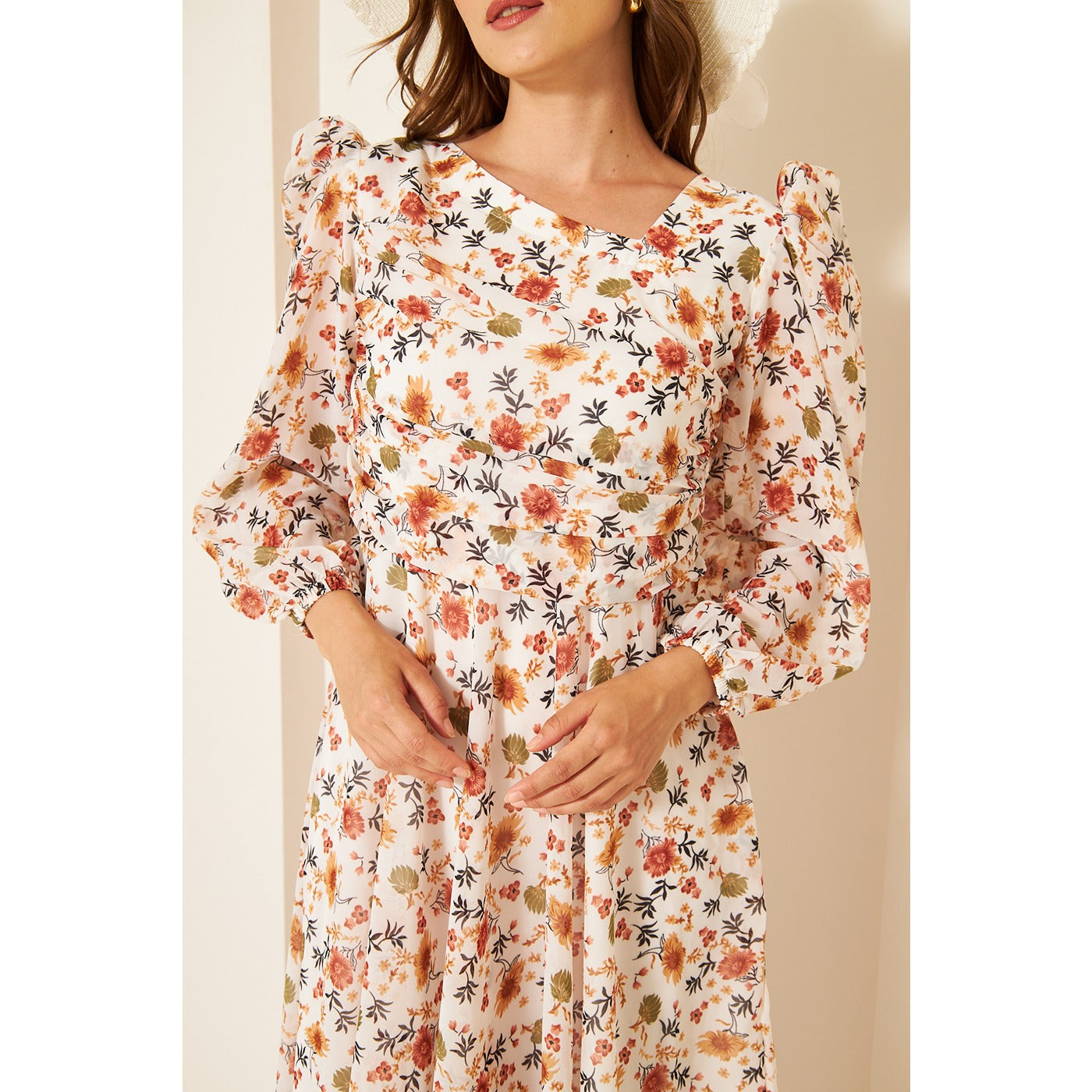 White Floral Dress With Back Detailing | Montivo Pakistan