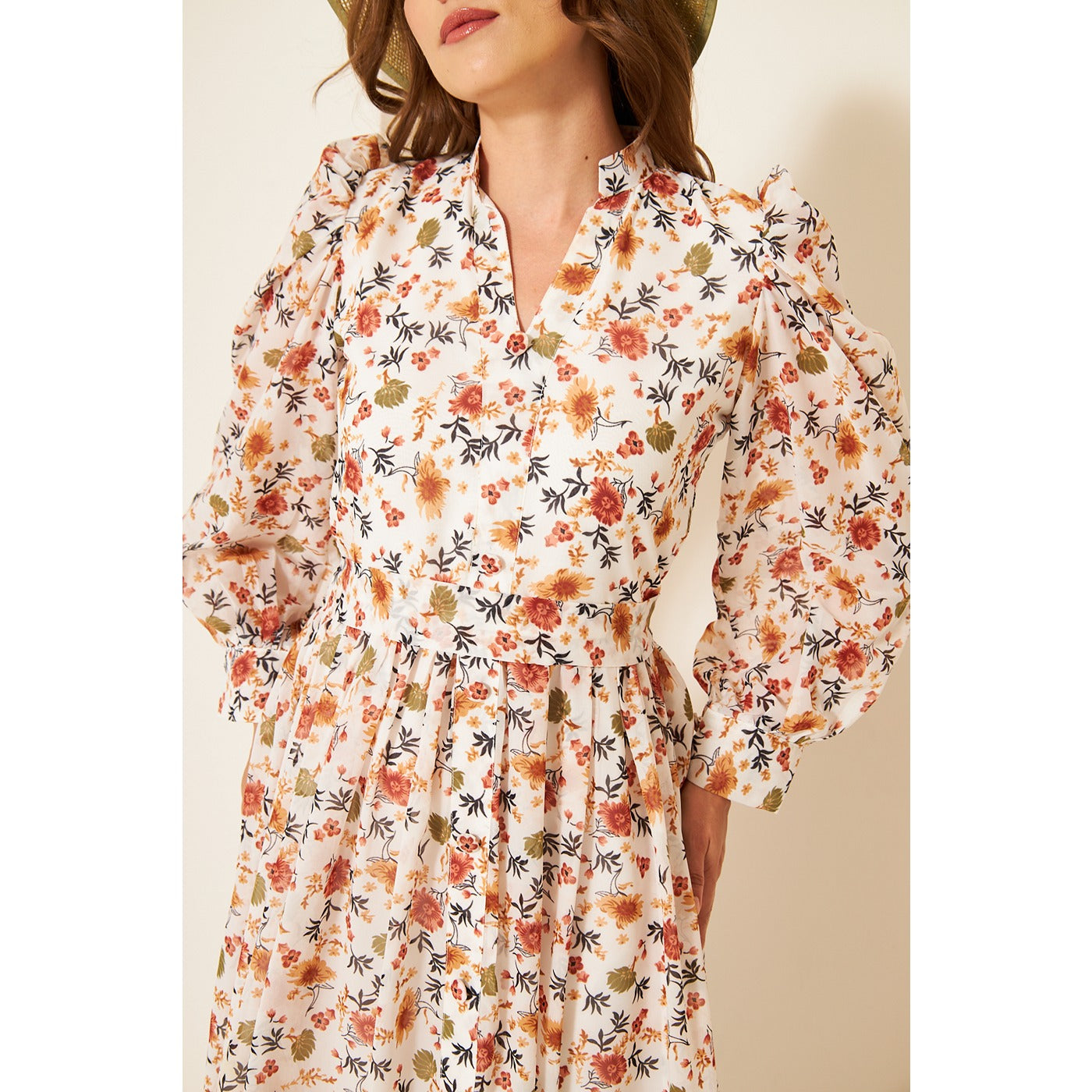 White Chiffon Floral Shirt Dress | Montivo Pakistan
