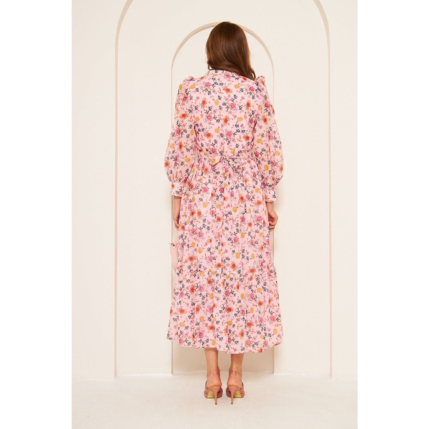 Pink Chiffon Floral Shirt Dress | Montivo Pakistan