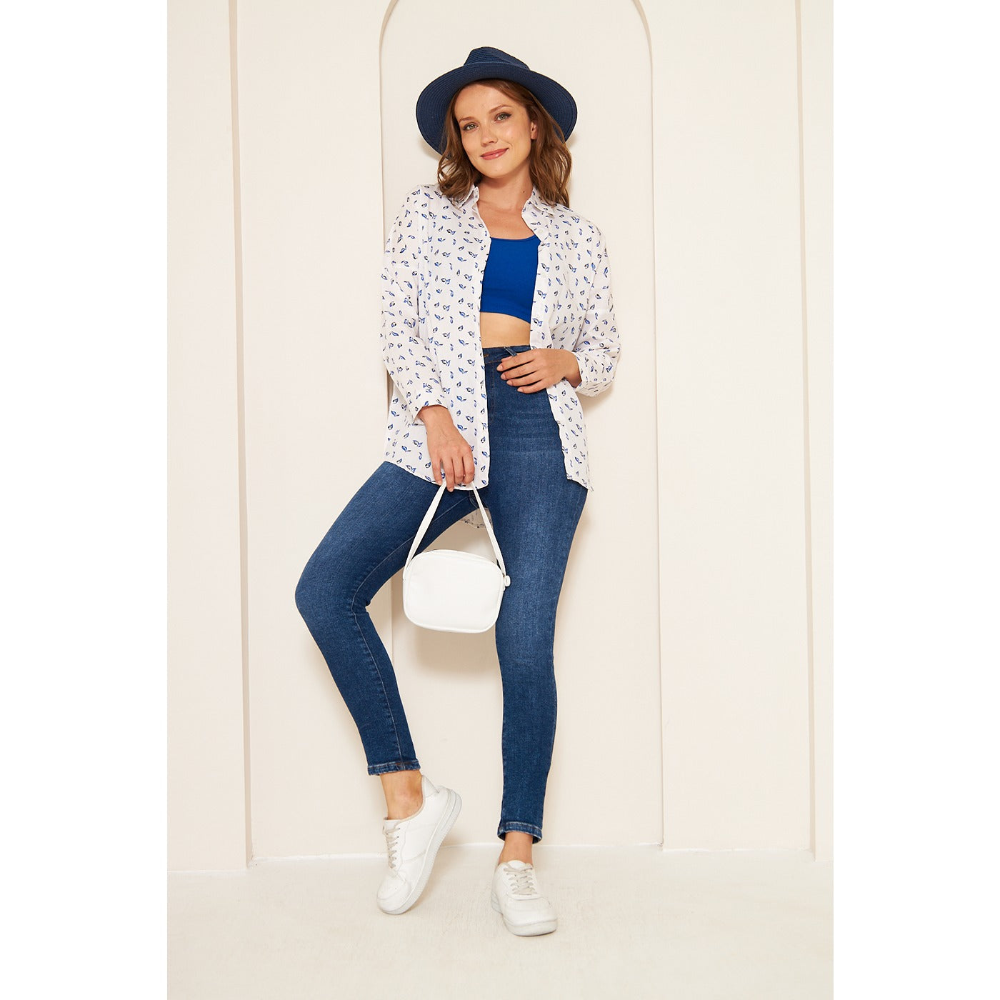 White Floral Oversized Shirt | Montivo Pakistan