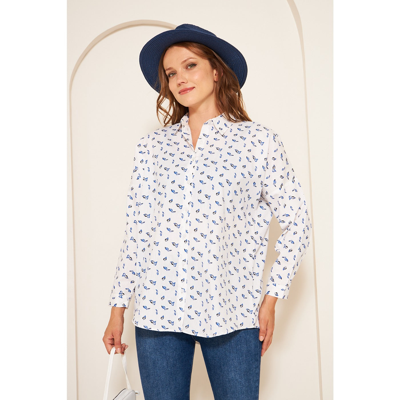 White Floral Oversized Shirt | Montivo Pakistan