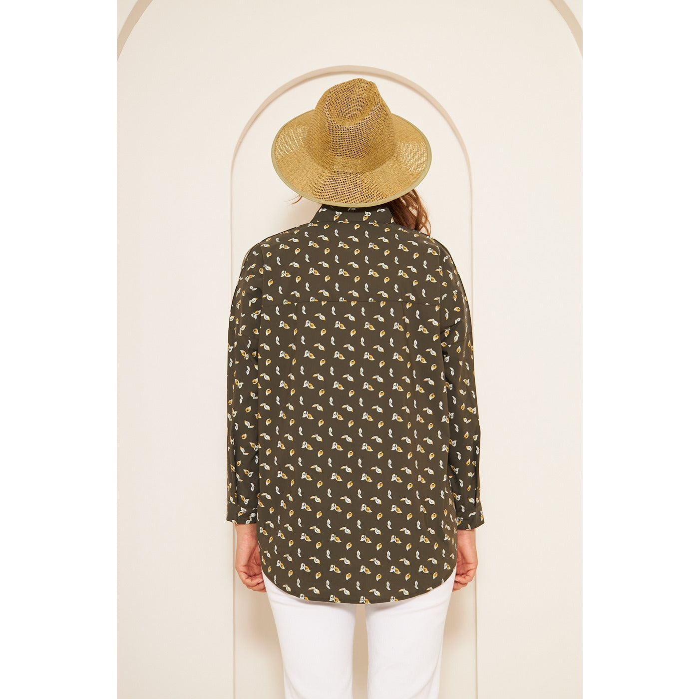 Olive Floral Oversized Shirt | Montivo Pakistan