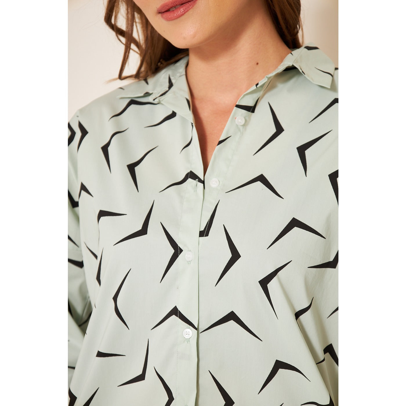 Light Green Patterned Oversized Shirt | Montivo Pakistan