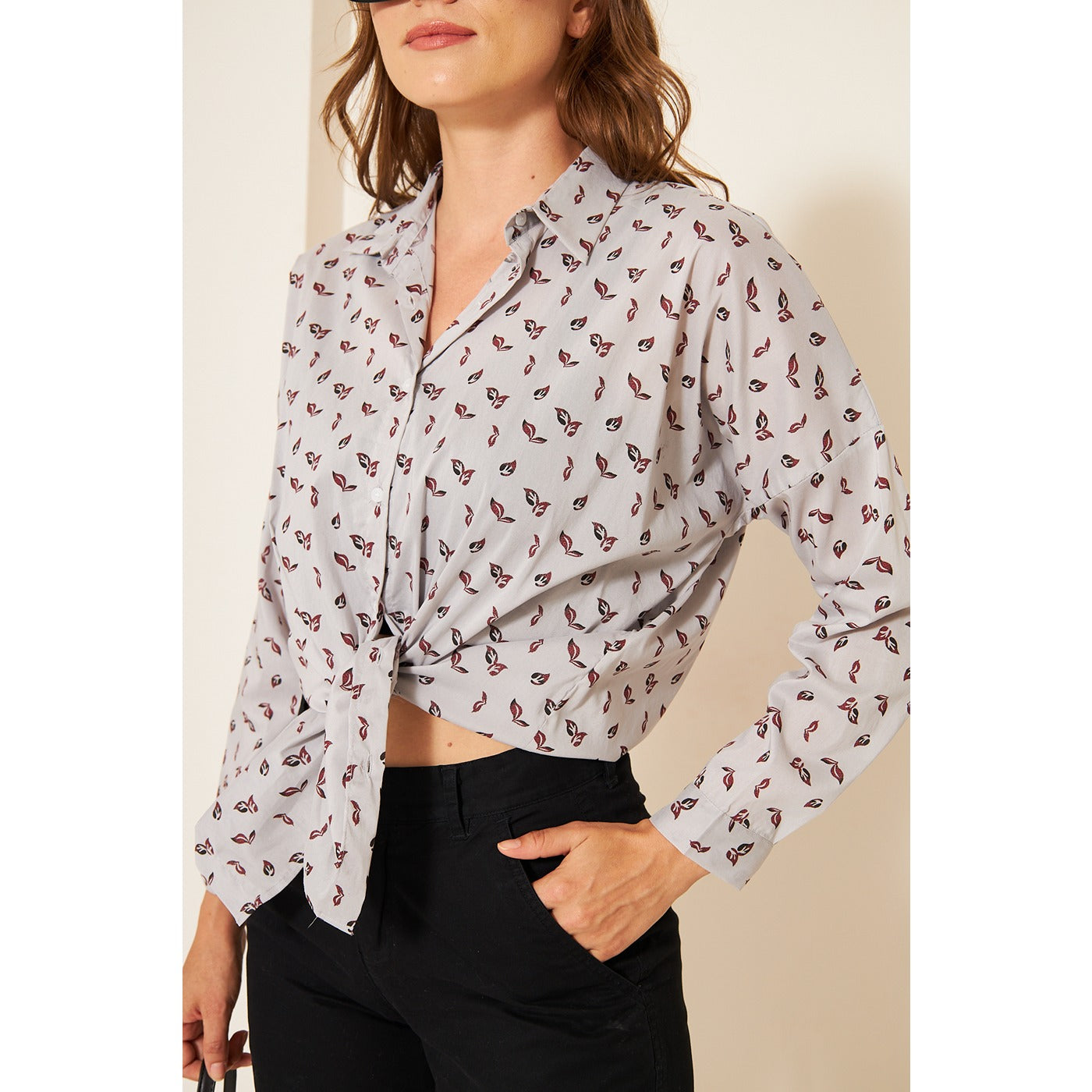 Grey Floral Oversized Shirt | Montivo Pakistan