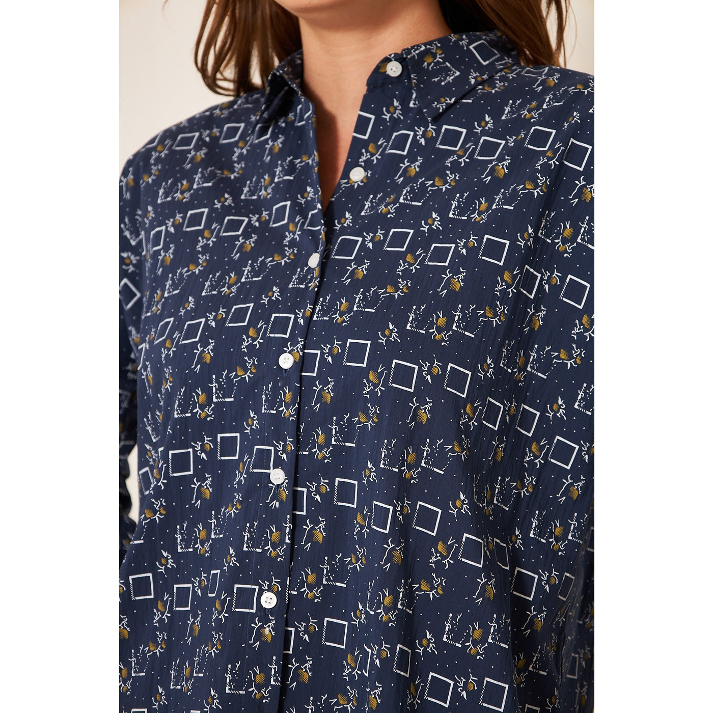 Blue Printed Oversized Shirt | Montivo Pakistan