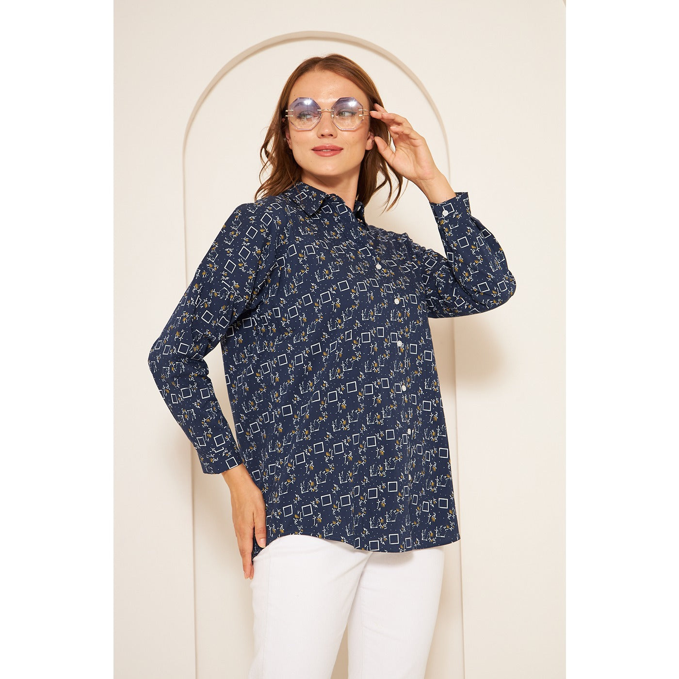 Blue Printed Oversized Shirt | Montivo Pakistan
