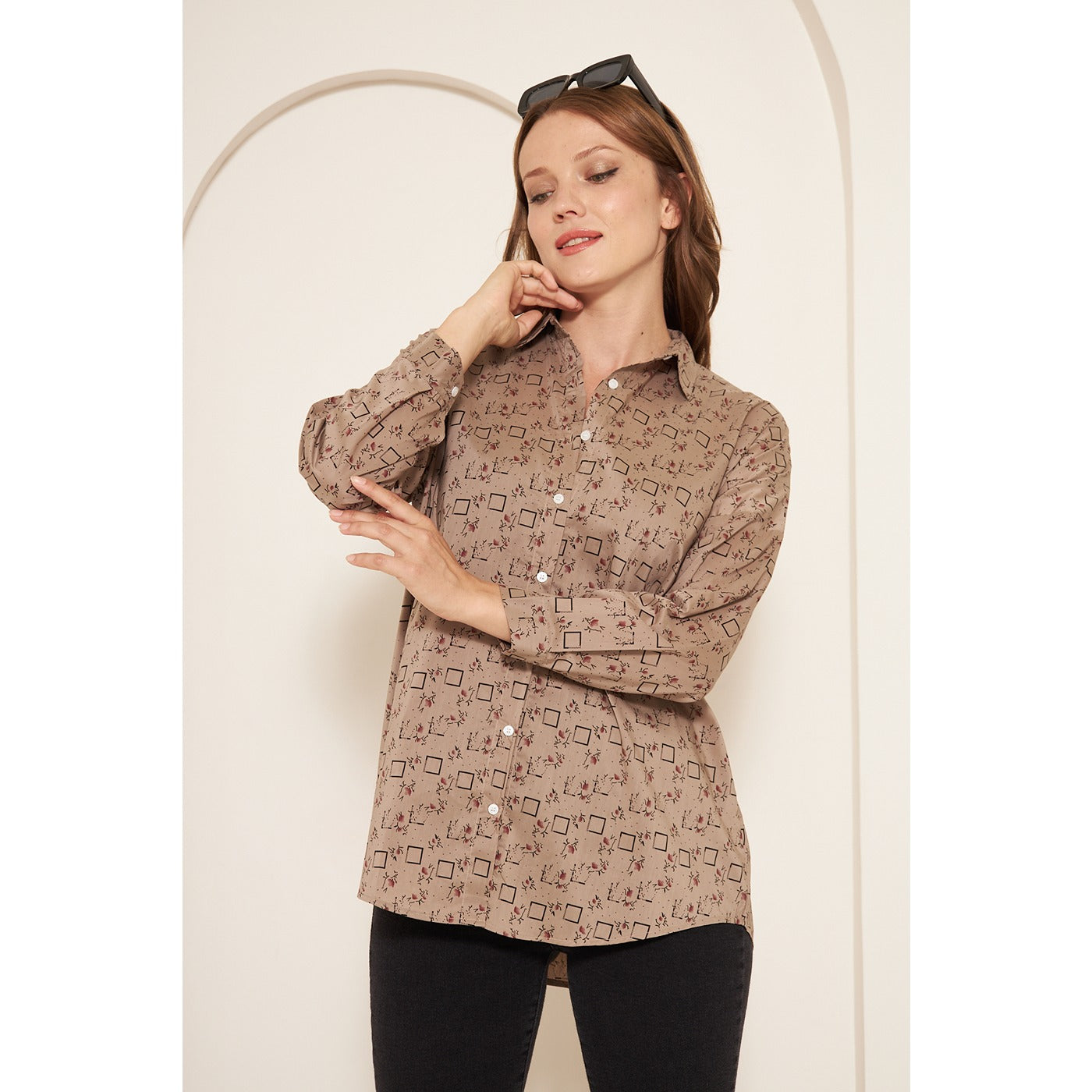 Brown Printed Oversized Shirt | Montivo Pakistan