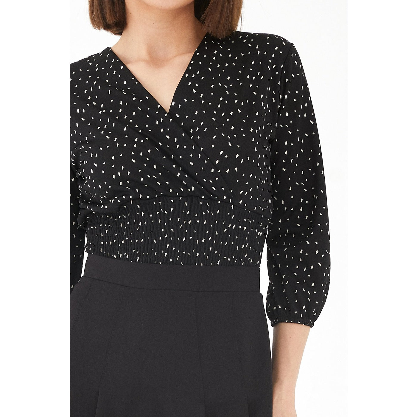 Black Double Breasted Patterned Top | Montivo Pakistan