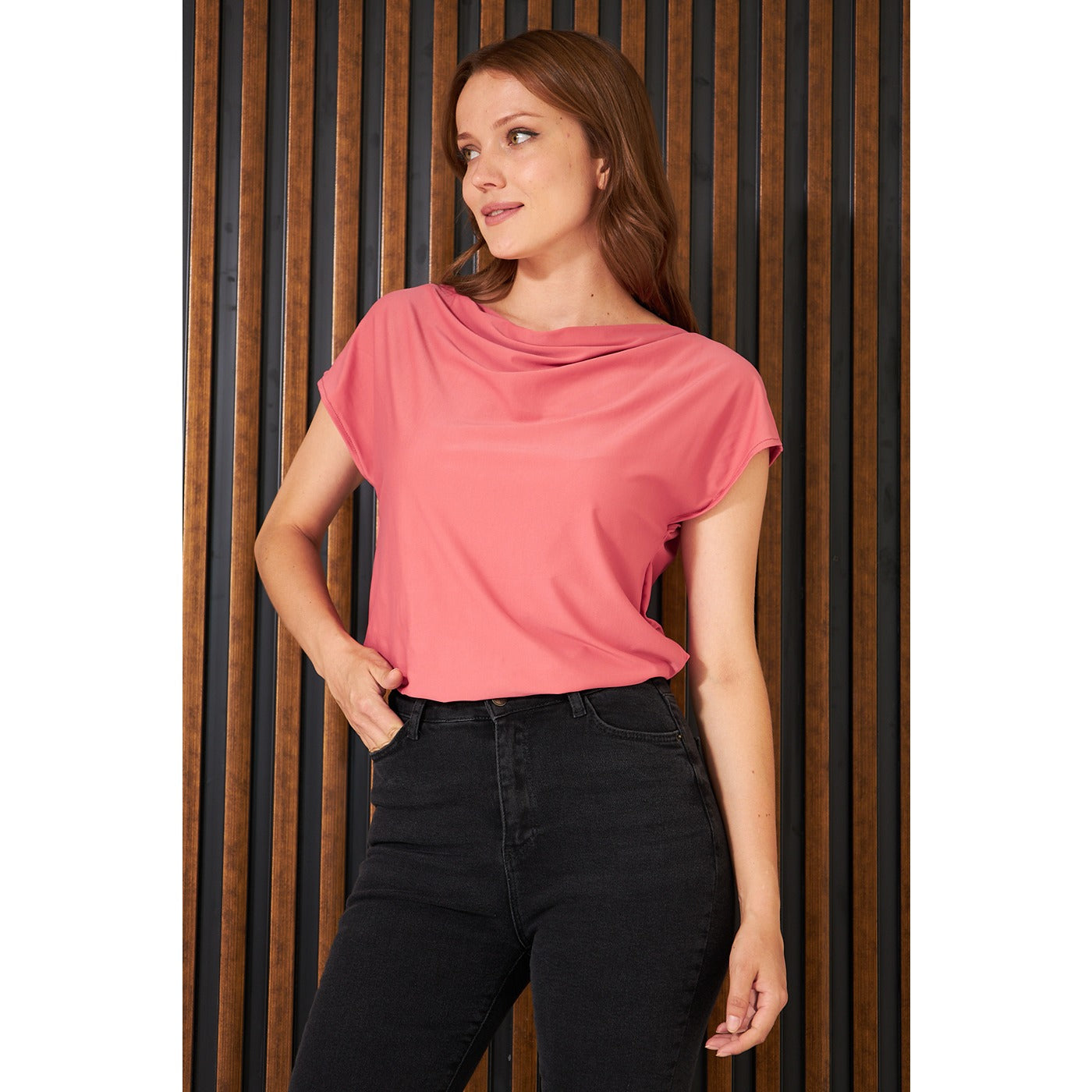 Tangerine Cowl Neck Top | Montivo Pakistan