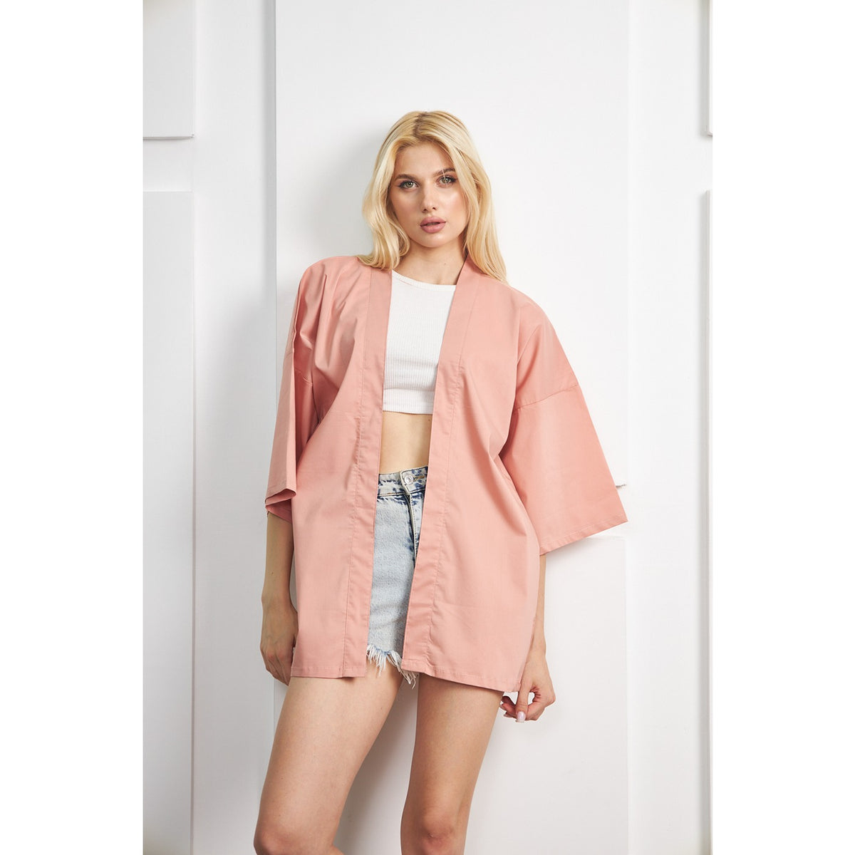 Pink Kimono Shawl Jacket Montivo