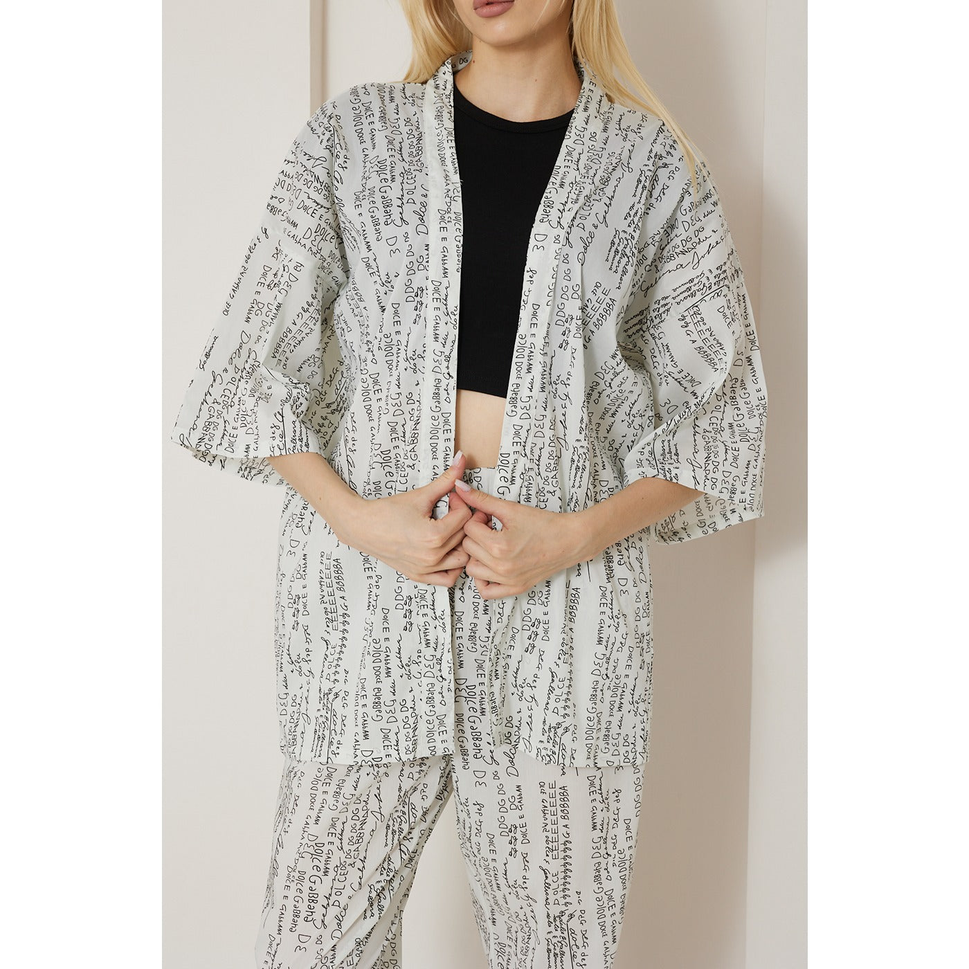 DG White Printed Kimono Matching Set | Montivo Pakistan