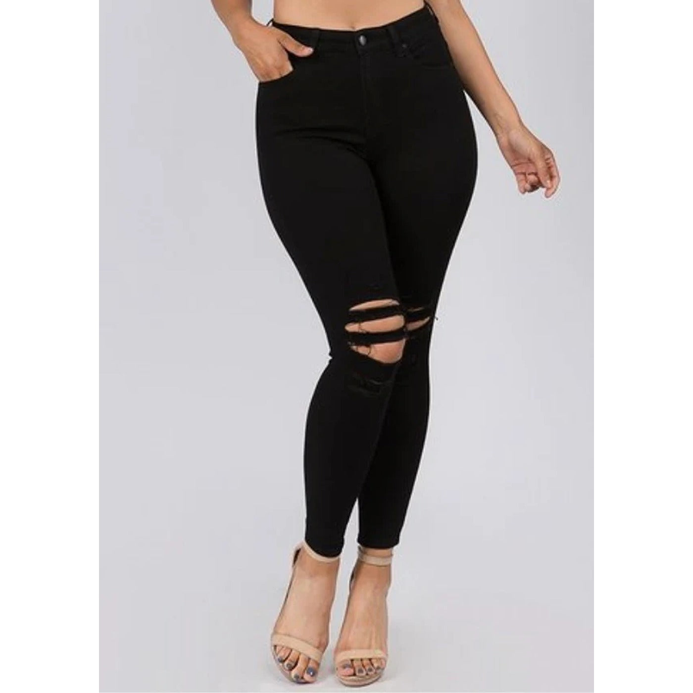 Black Skinny Ripped Jeans | Montivo Pakistan