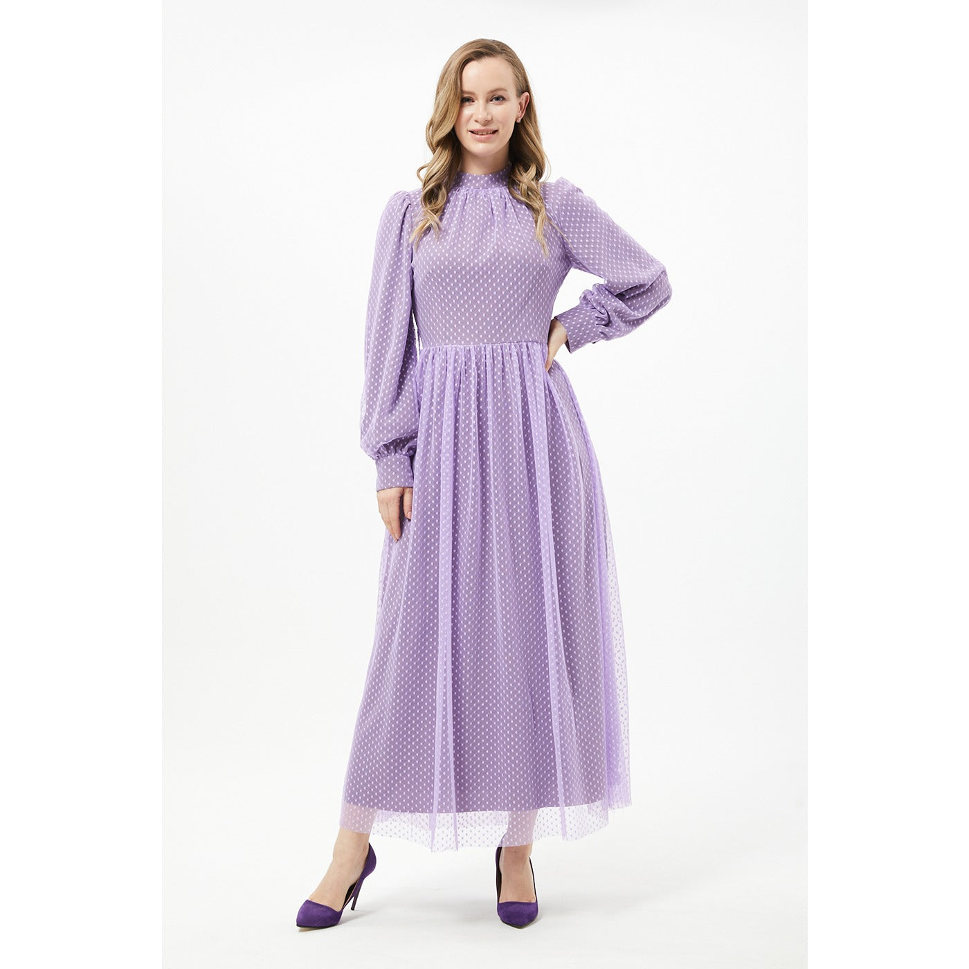 Lilac Textured Chiffon Dress | Montivo Pakistan
