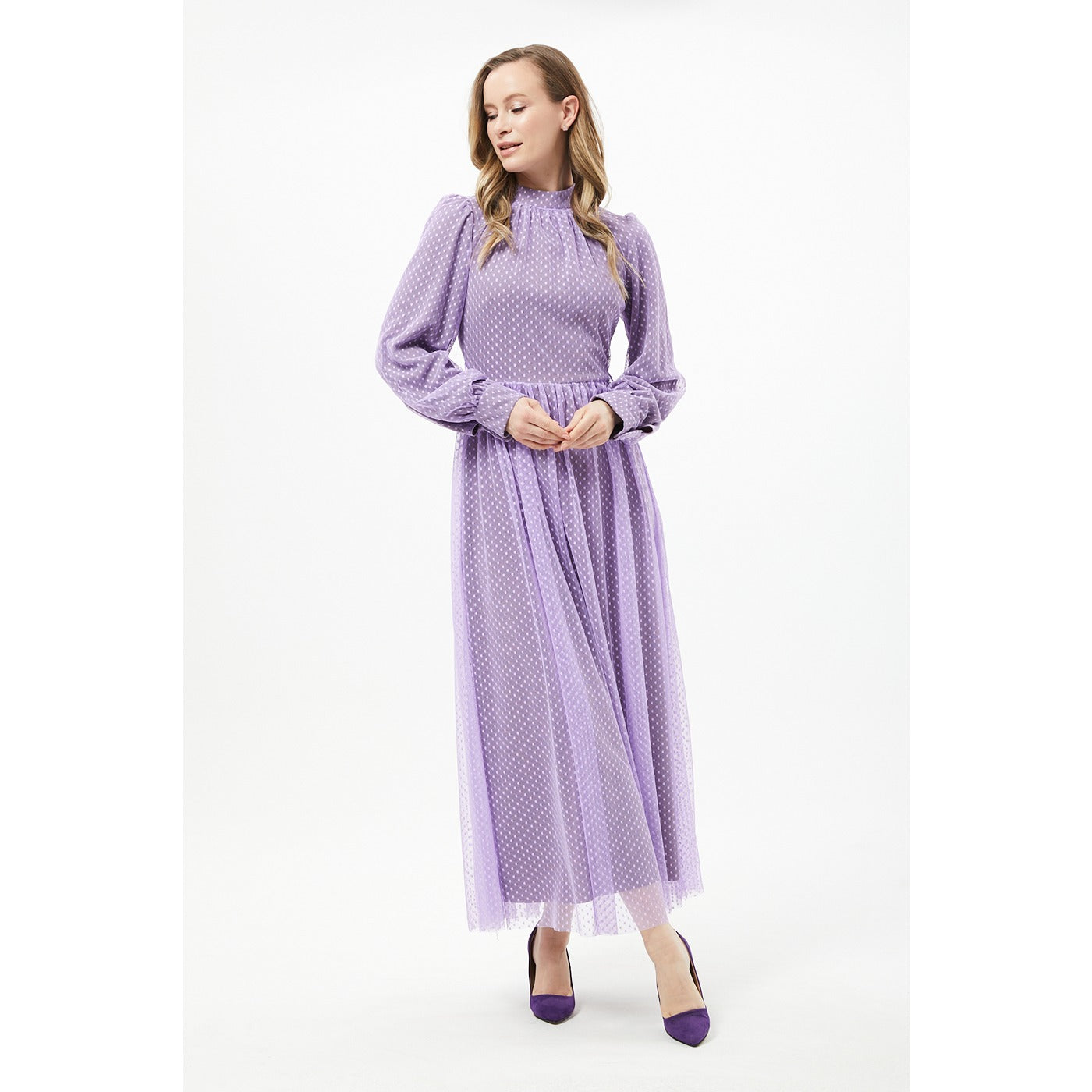 Lilac Textured Chiffon Dress | Montivo Pakistan