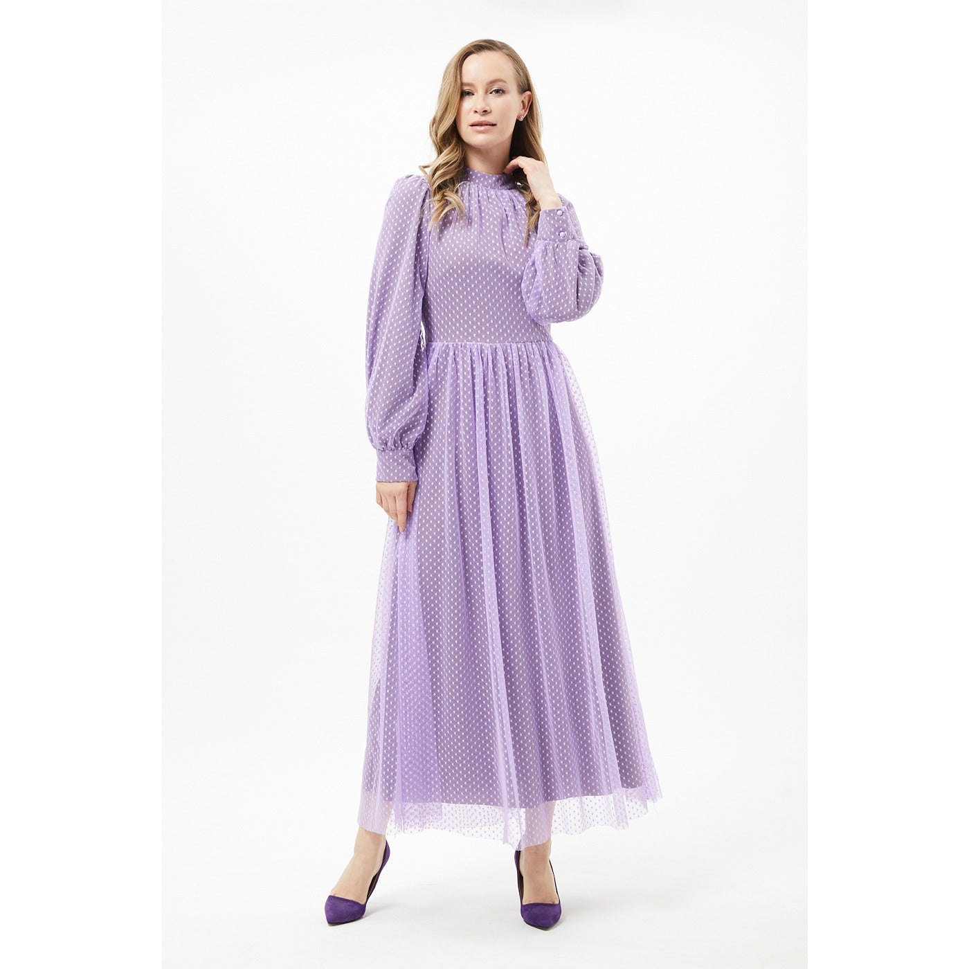 Lilac Textured Chiffon Dress | Montivo Pakistan