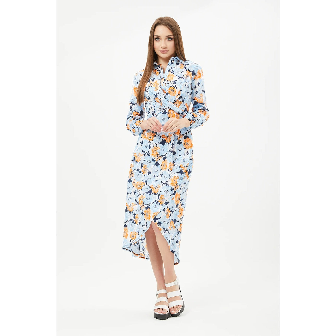 Blue Floral Shirt Dress | Montivo Pakistan