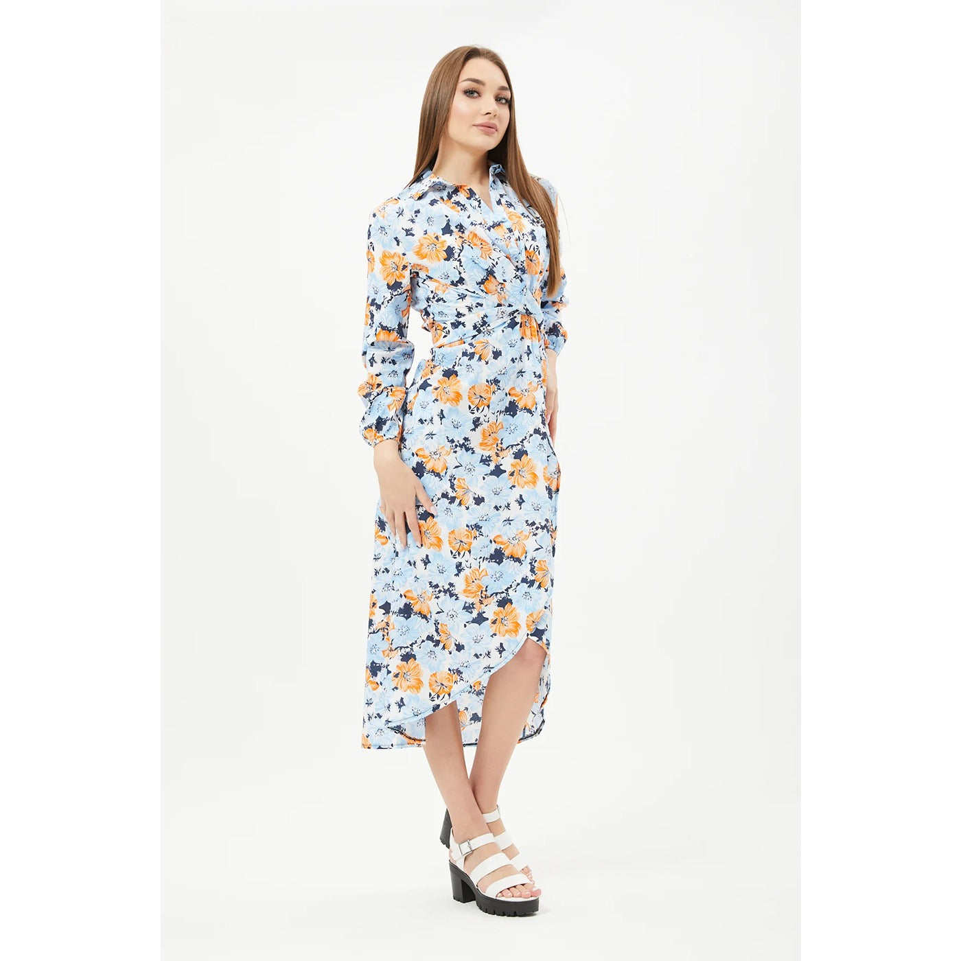 Blue Floral Shirt Dress | Montivo Pakistan
