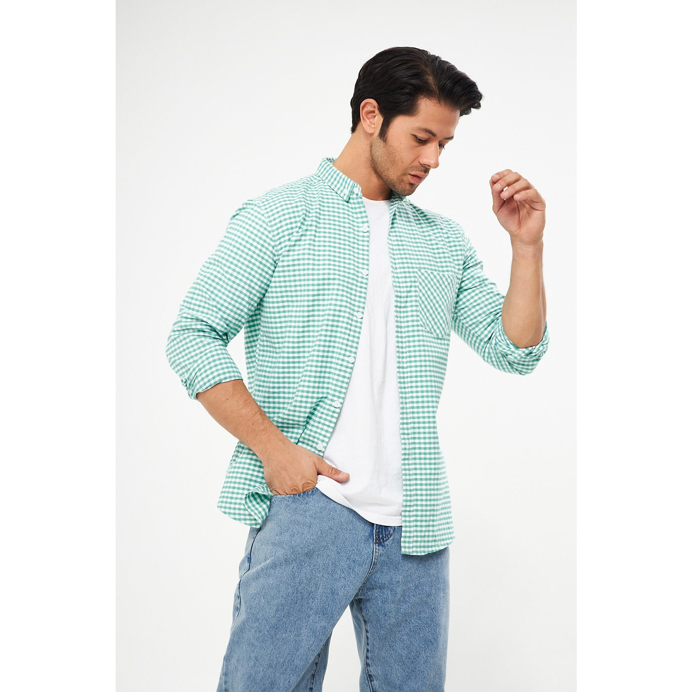 Green Ghingham Check Casual Shirt | Montivo Pakistan