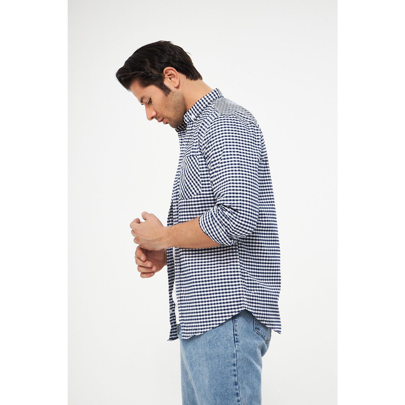 Navy Ghingham Check Casual Shirt | Montivo Pakistan