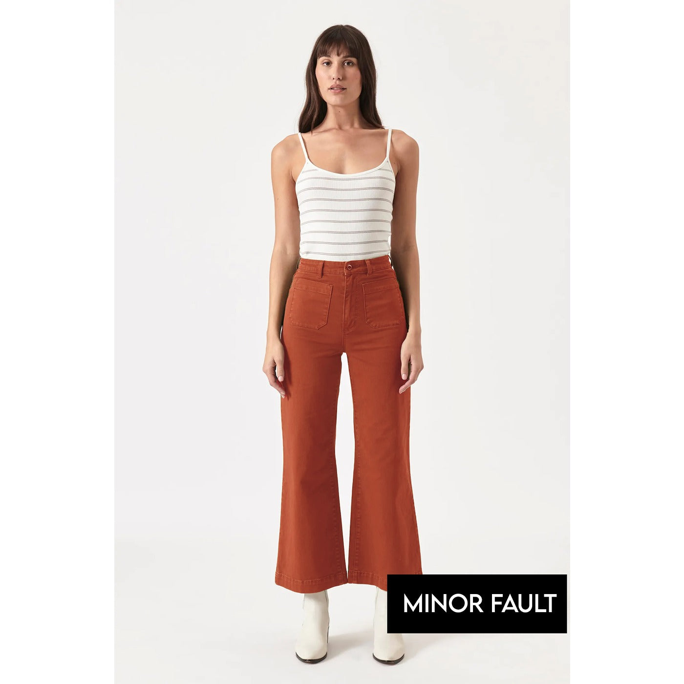 (Minor Fault) Orange Twill Wide Leg Jeans | Montivo Pakistan