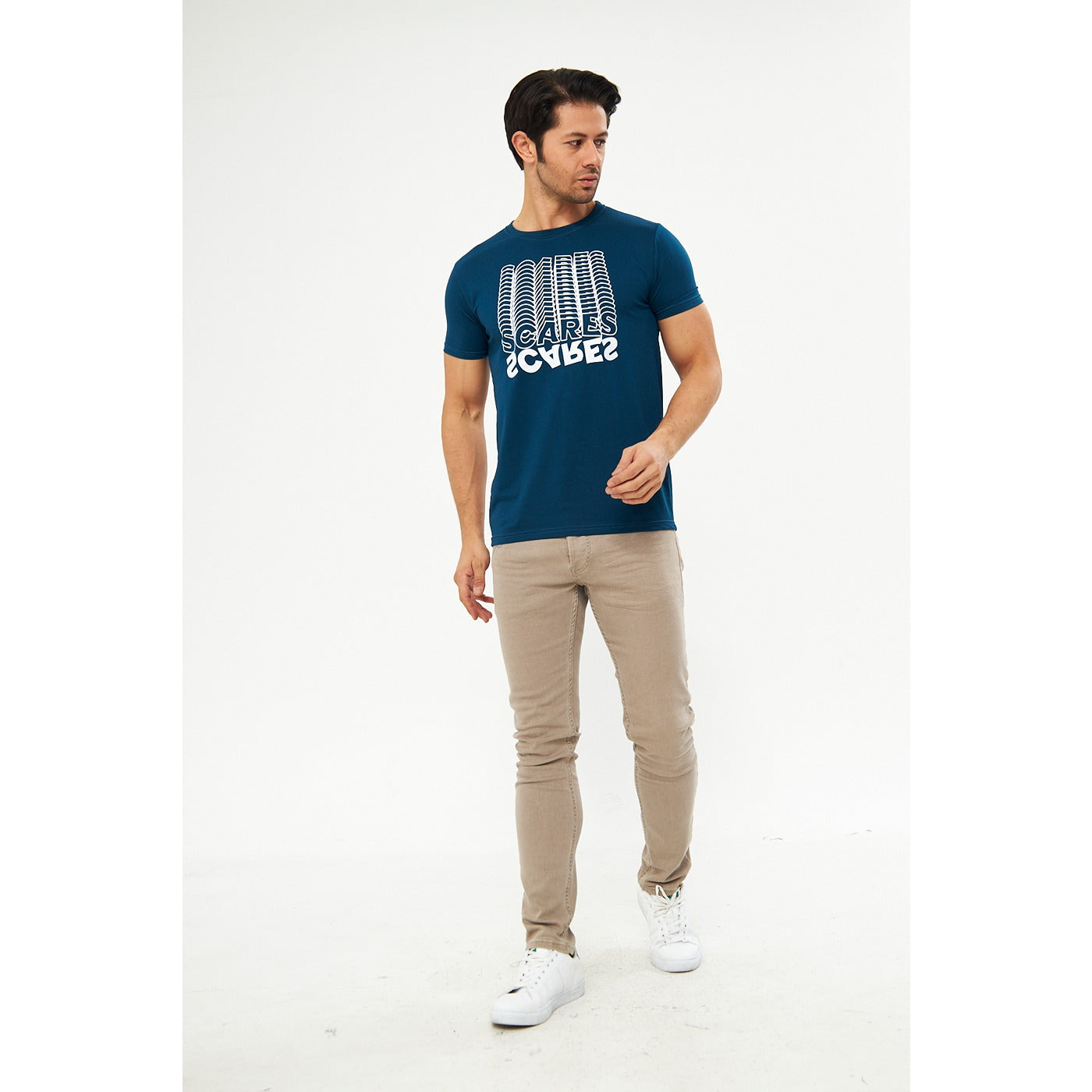 Teal Blue Scares Printed Tshirt | Montivo Pakistan