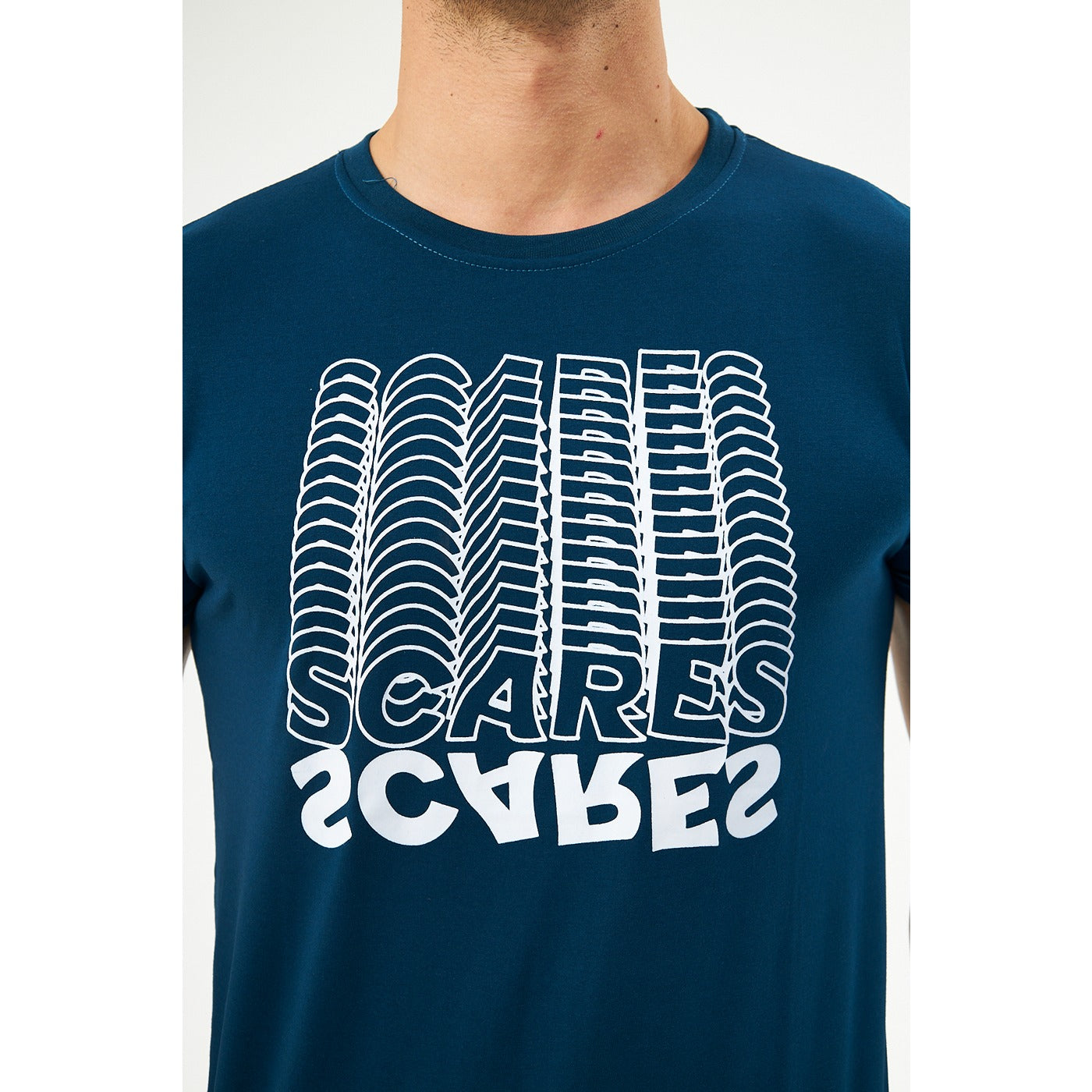 Teal Blue Scares Printed Tshirt | Montivo Pakistan