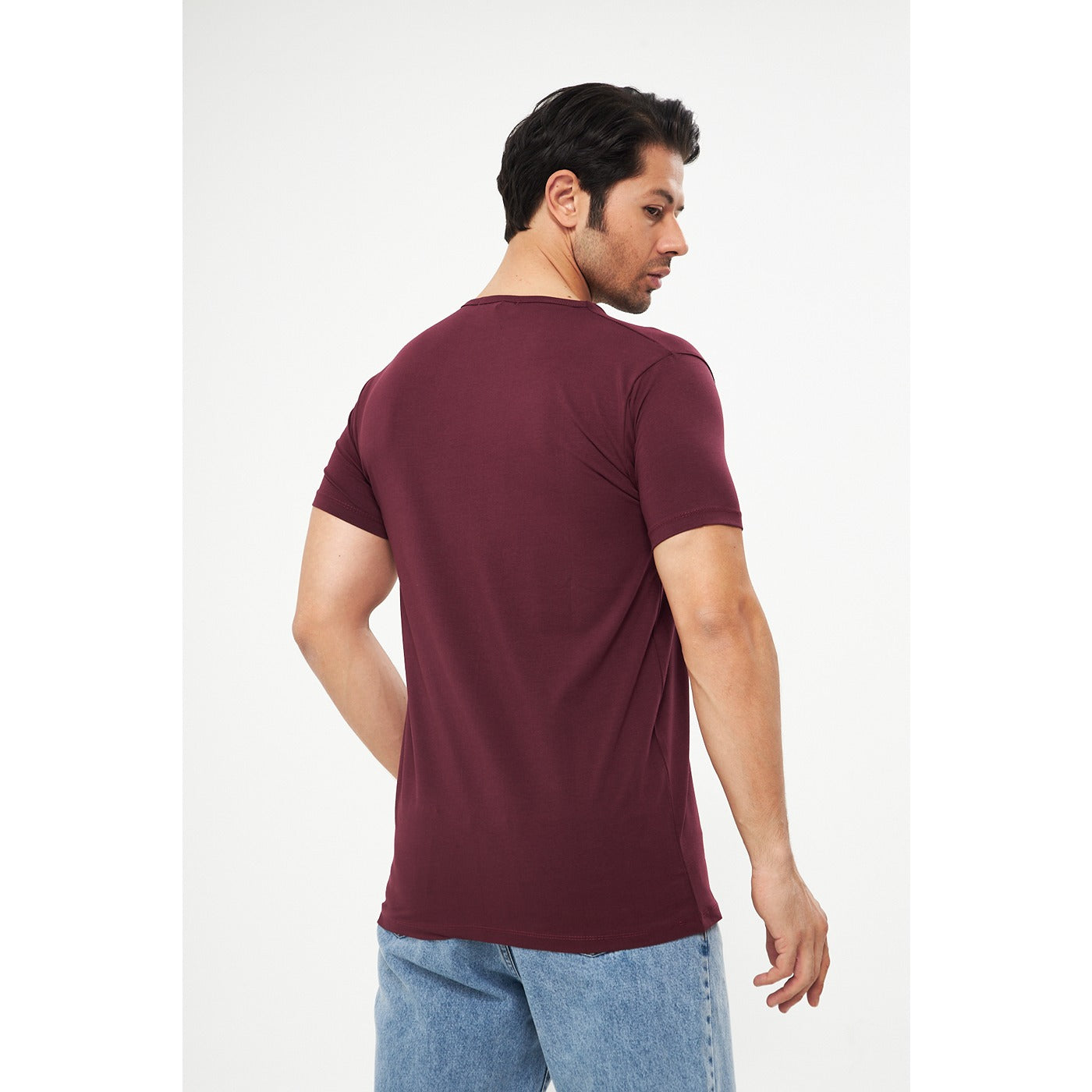 Burgundy V-Neck Lycra HB Polo | Montivo Pakistan