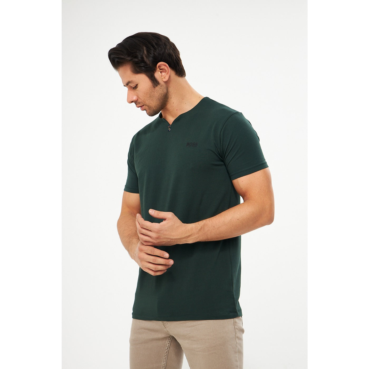 Green V-Neck Lycra HB Polo | Montivo Pakistan