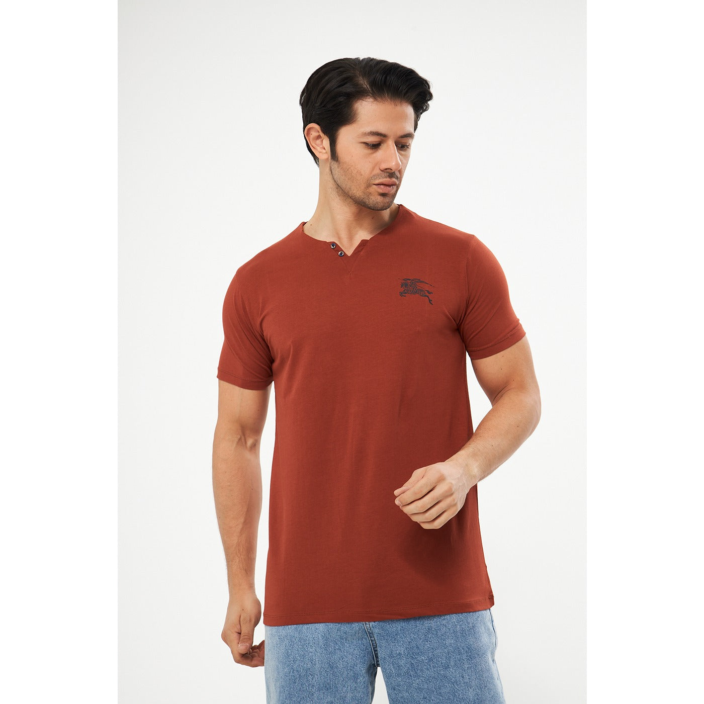 Rust V Neck Polo Tshirt | Montivo Pakistan