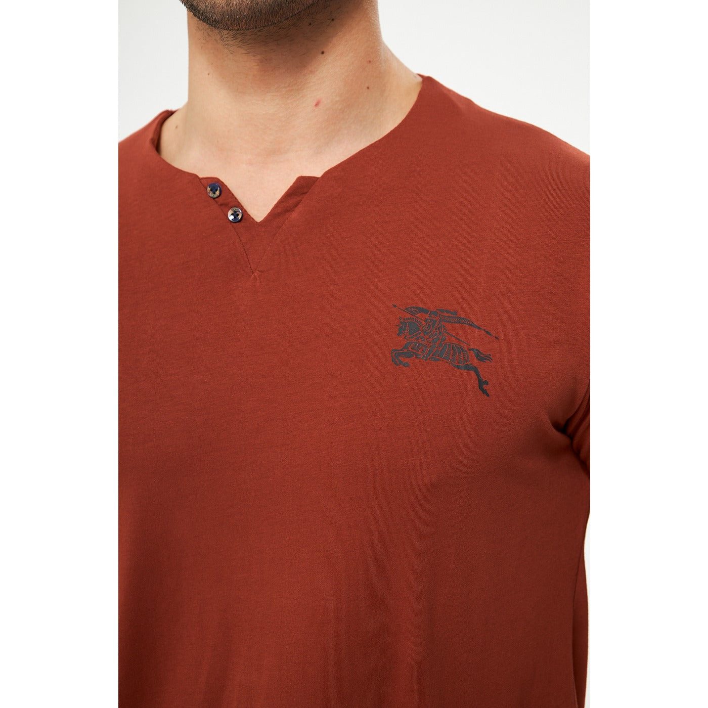 Rust V Neck Polo Tshirt | Montivo Pakistan