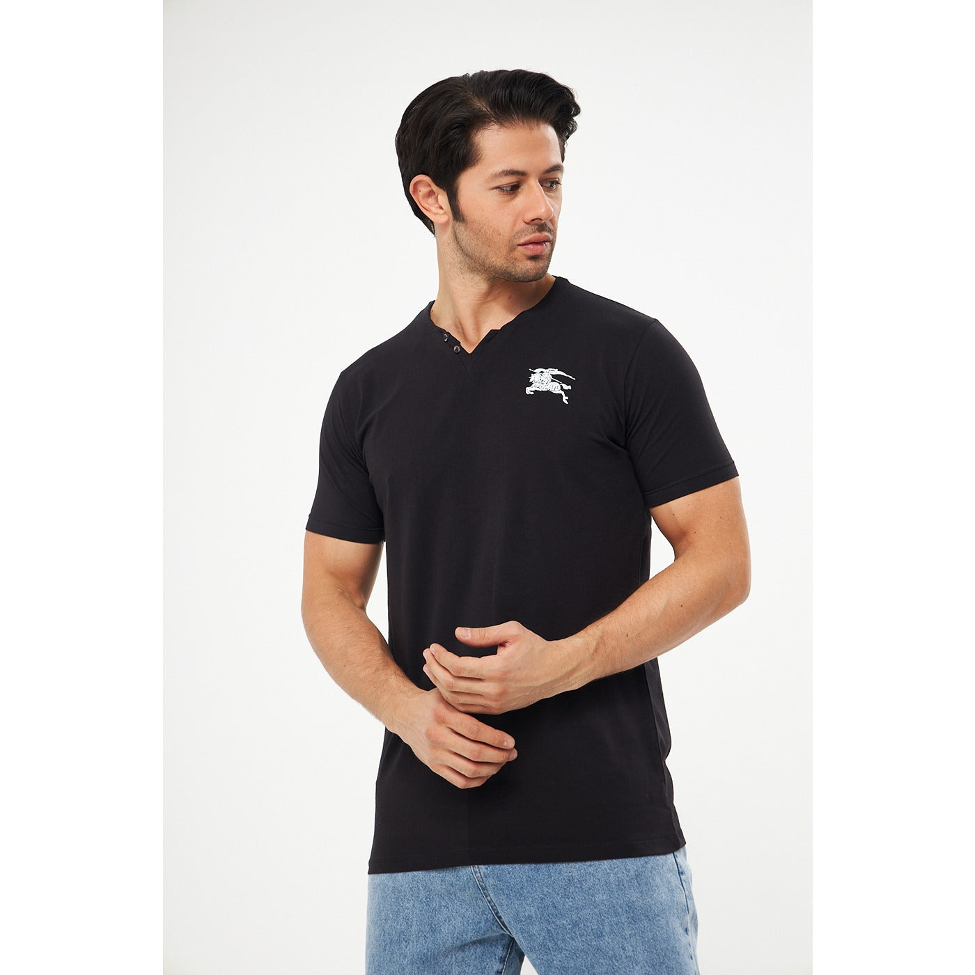 Black V Neck Polo Tshirt | Montivo Pakistan