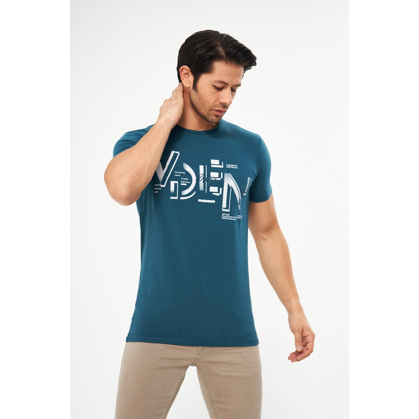 Teal Blue Graphic Printed Tshirt | Montivo Pakistan