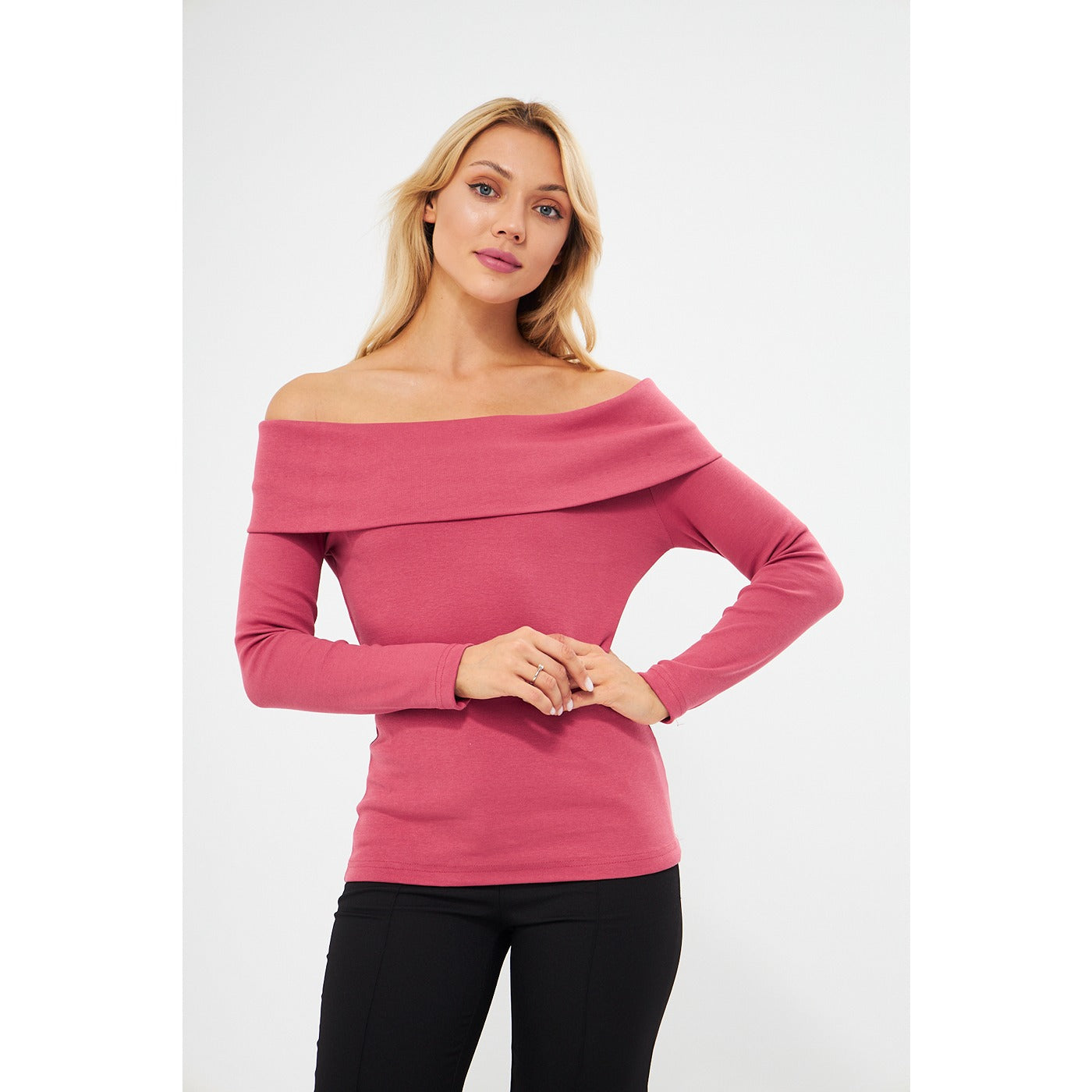 Pink Rib Off-Shoulder Top | Montivo Pakistan