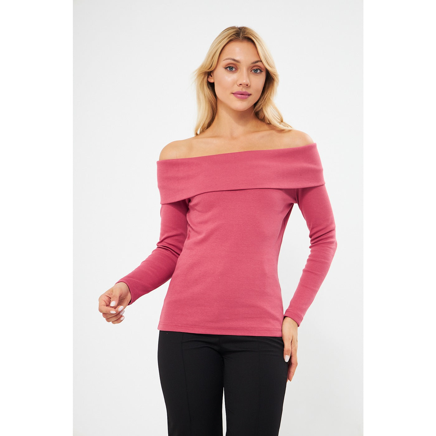 Pink Rib Off-Shoulder Top | Montivo Pakistan