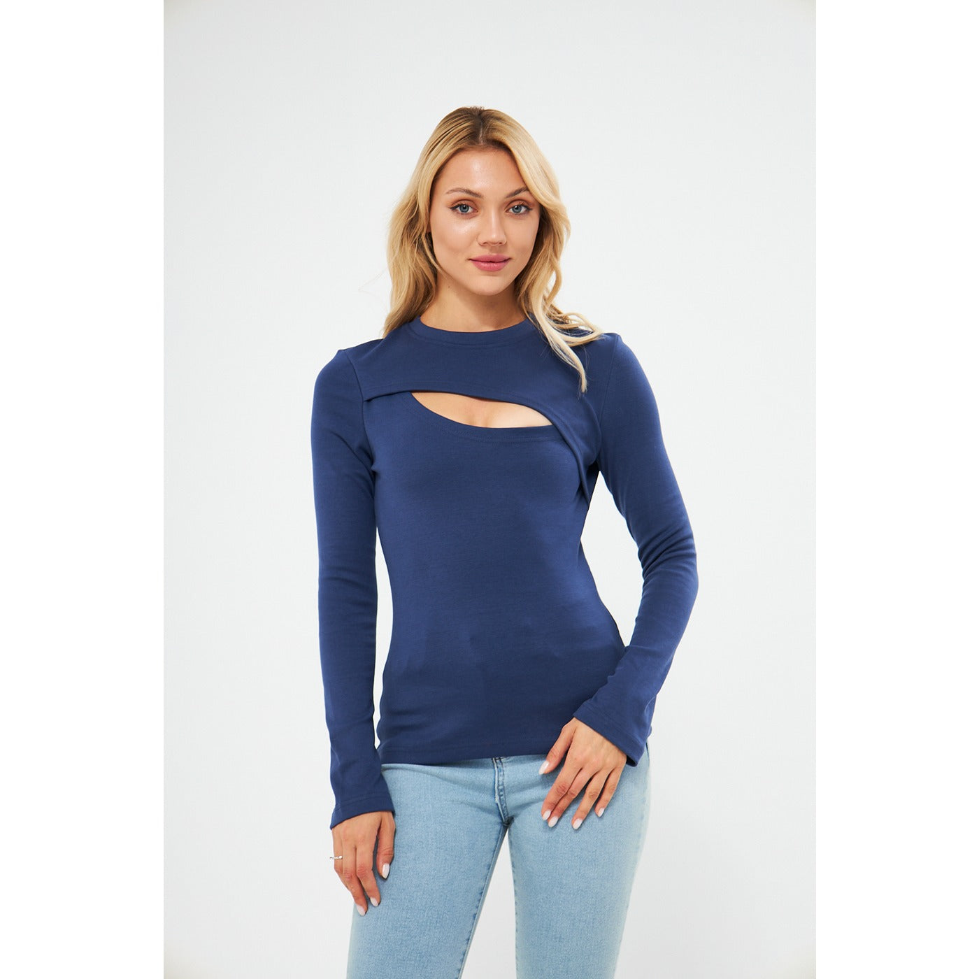 Blue Keyhole Rib Top | Montivo Pakistan