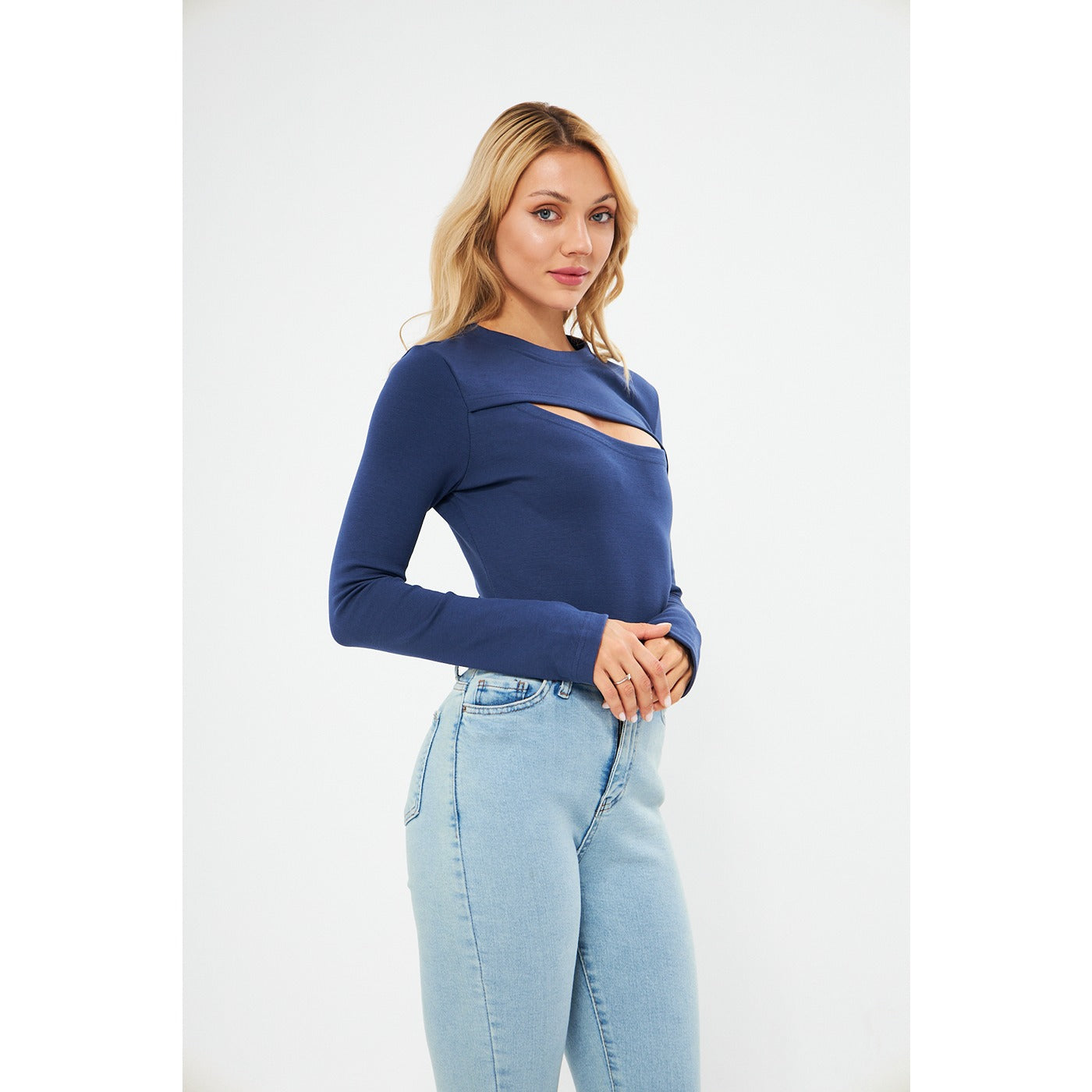 Blue Keyhole Rib Top | Montivo Pakistan