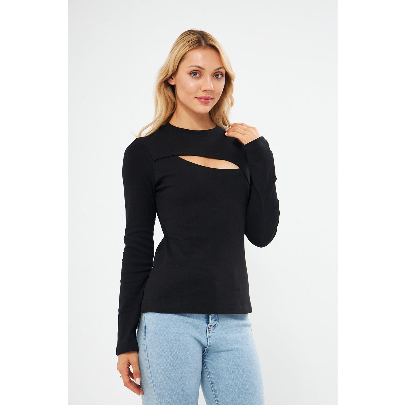 Black Keyhole Rib Top | Montivo Pakistan