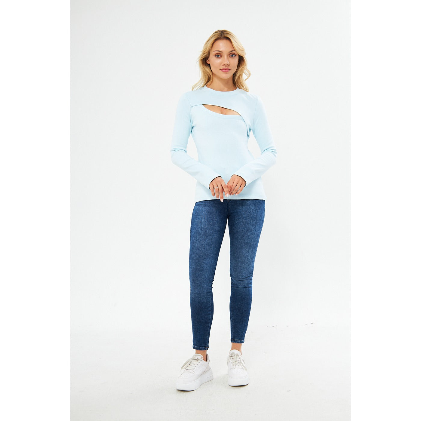 Light Blue Keyhole Rib Top | Montivo Pakistan