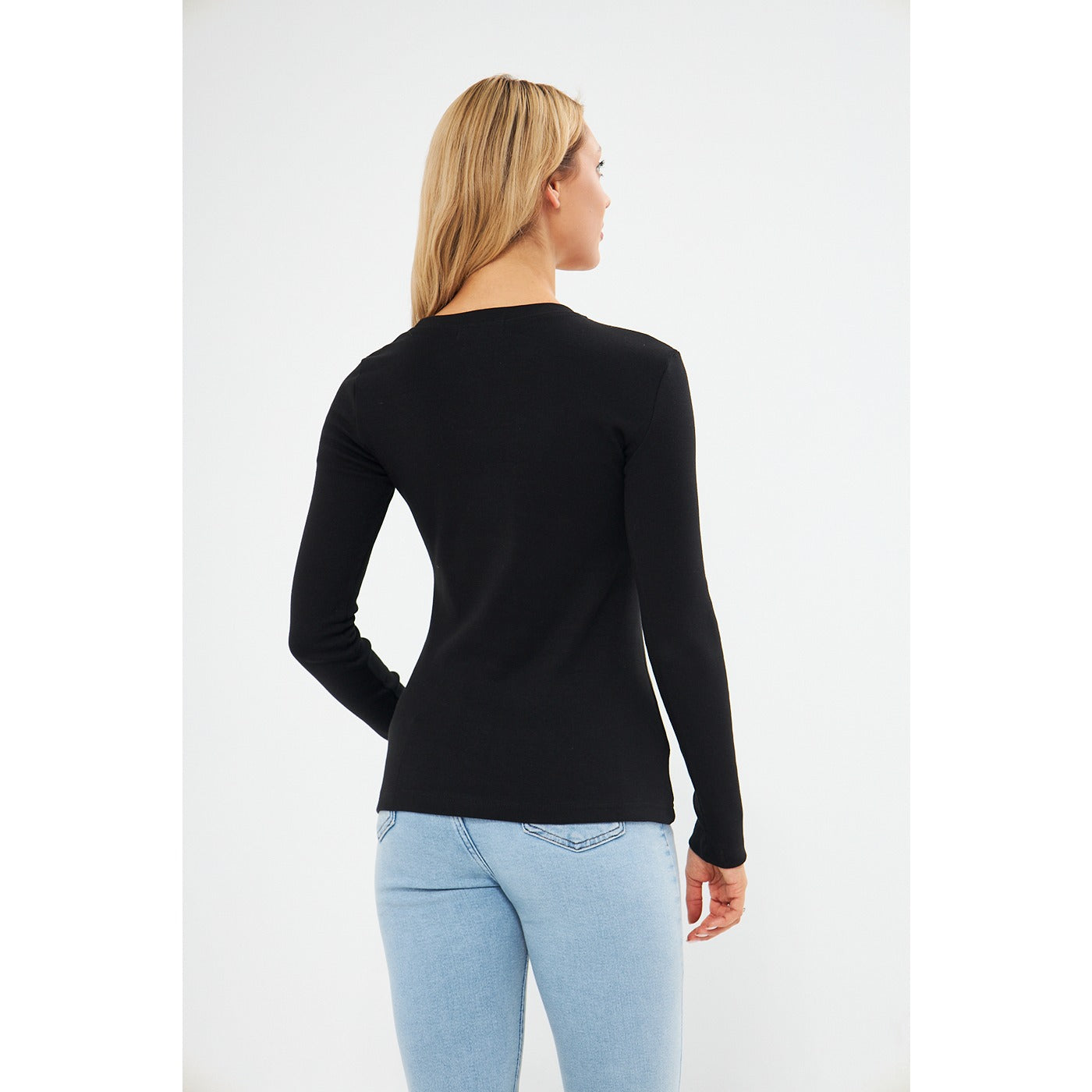 Black Rib Cross Scoop Neck Top | Montivo Pakistan