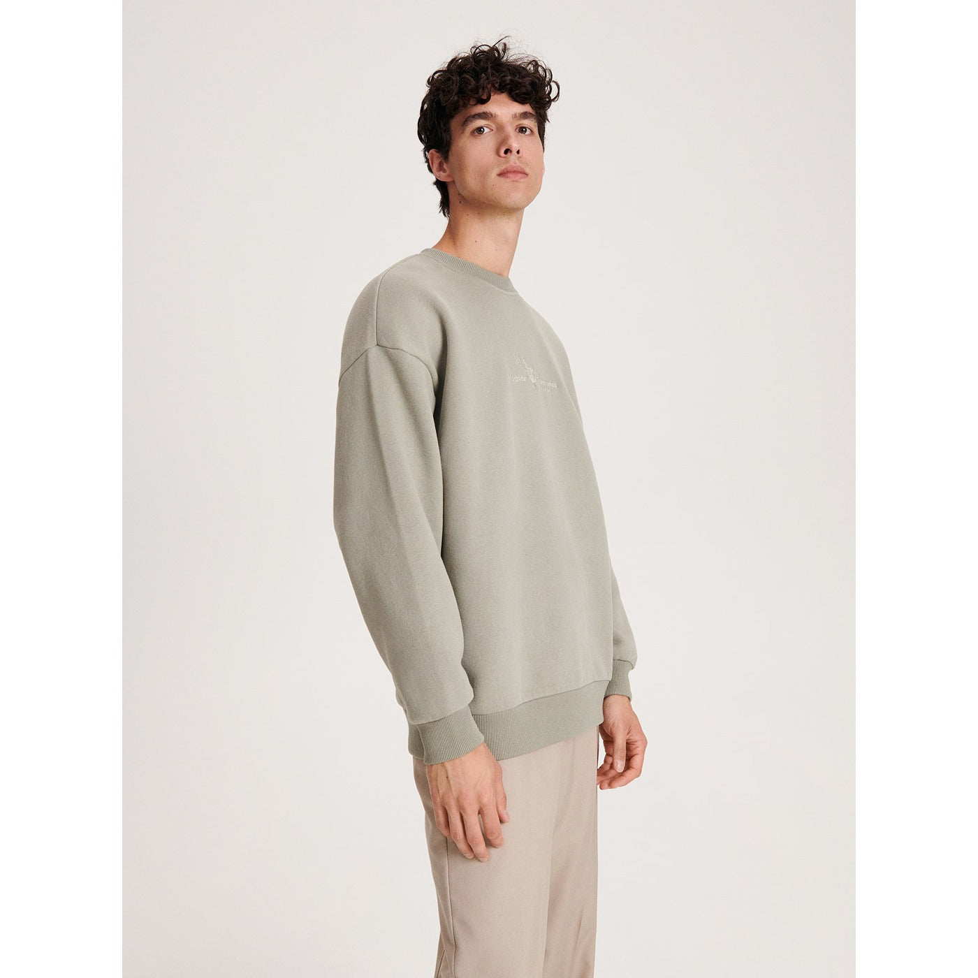 Dusty Green Embroidery Detailing Sweatshirt | Montivo Pakistan