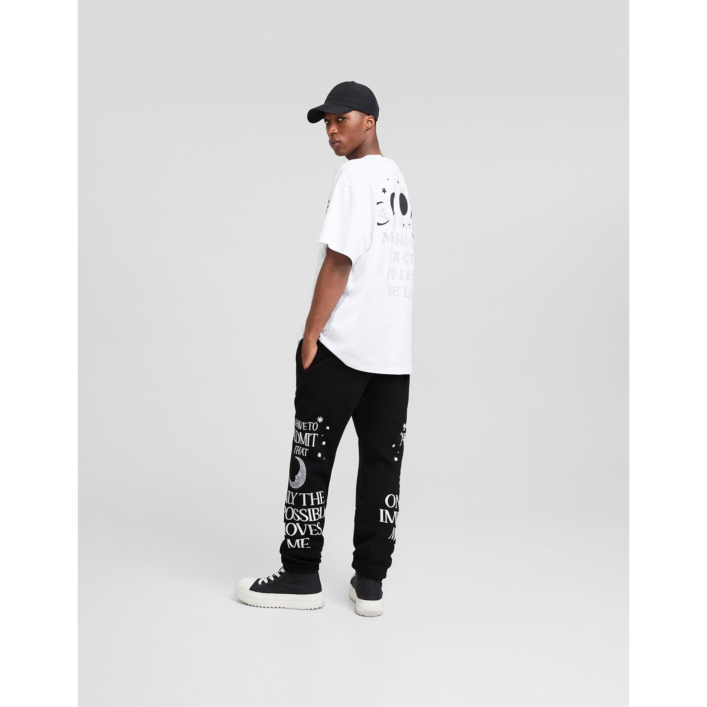 Black Plush Printed Joggers | Montivo Pakistan