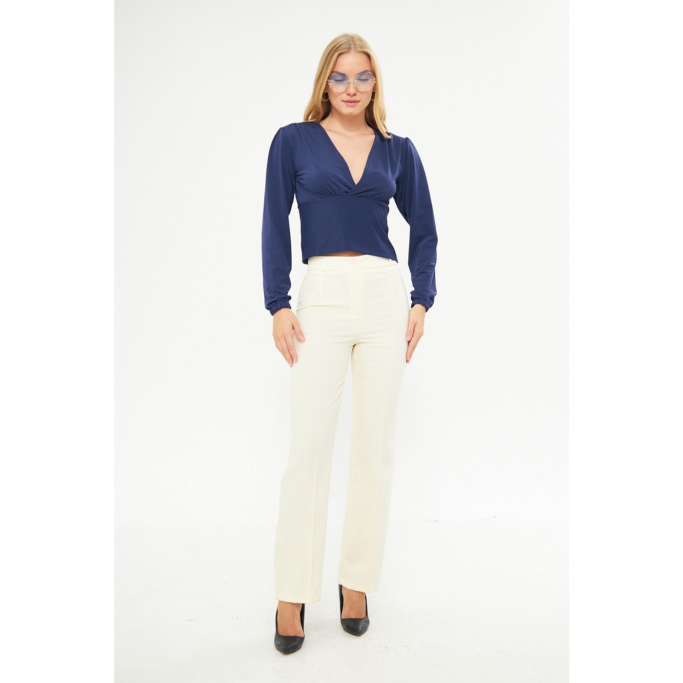 Blue Double Breasted Top | Montivo Pakistan